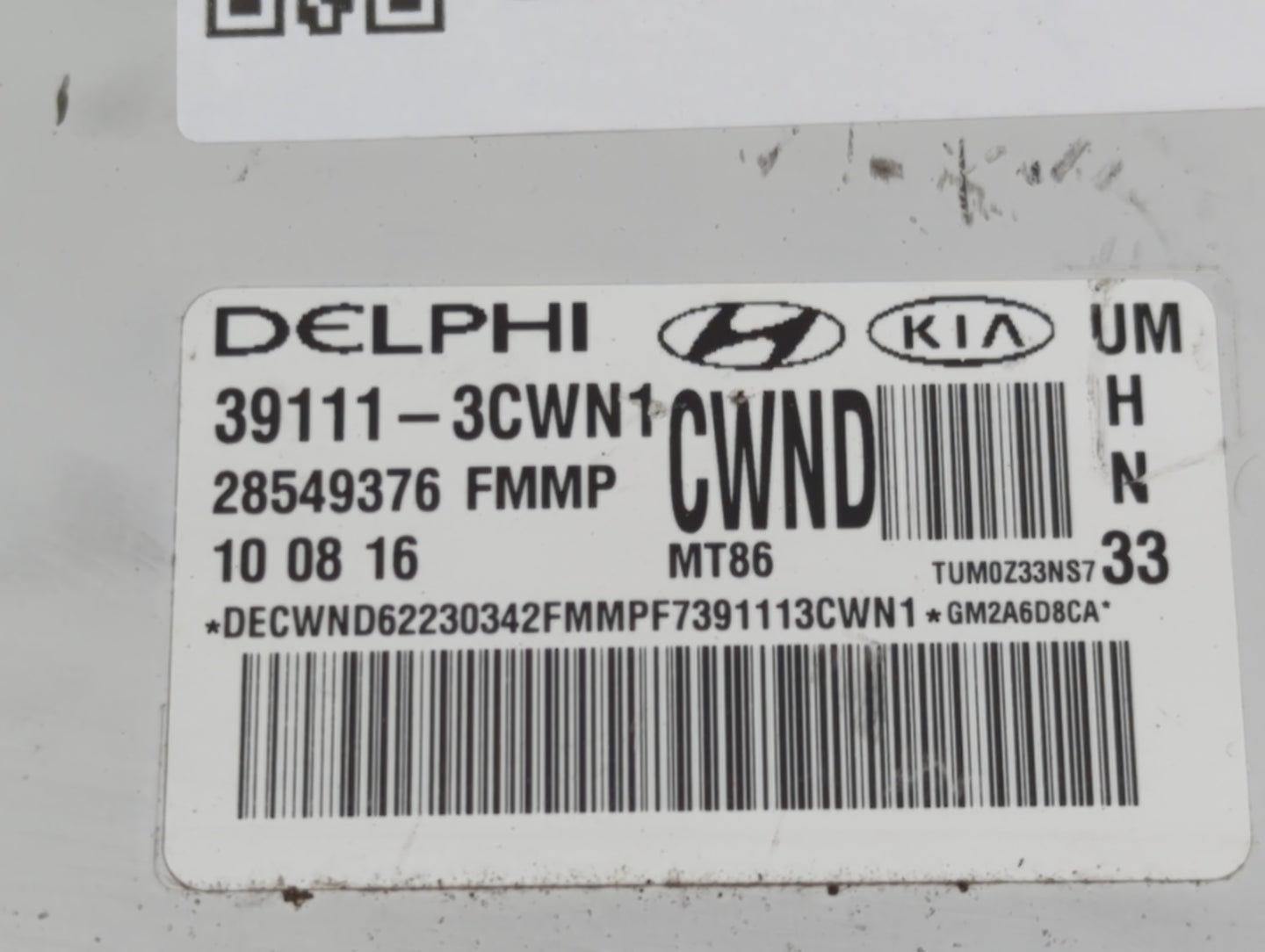 2016-2018 Kia Sorento PCM Engine Control Computer ECU ECM PCU OEM P/N:39111-3CWN1 Fits Fits 2016 2017 2018 OEM Used Auto Par