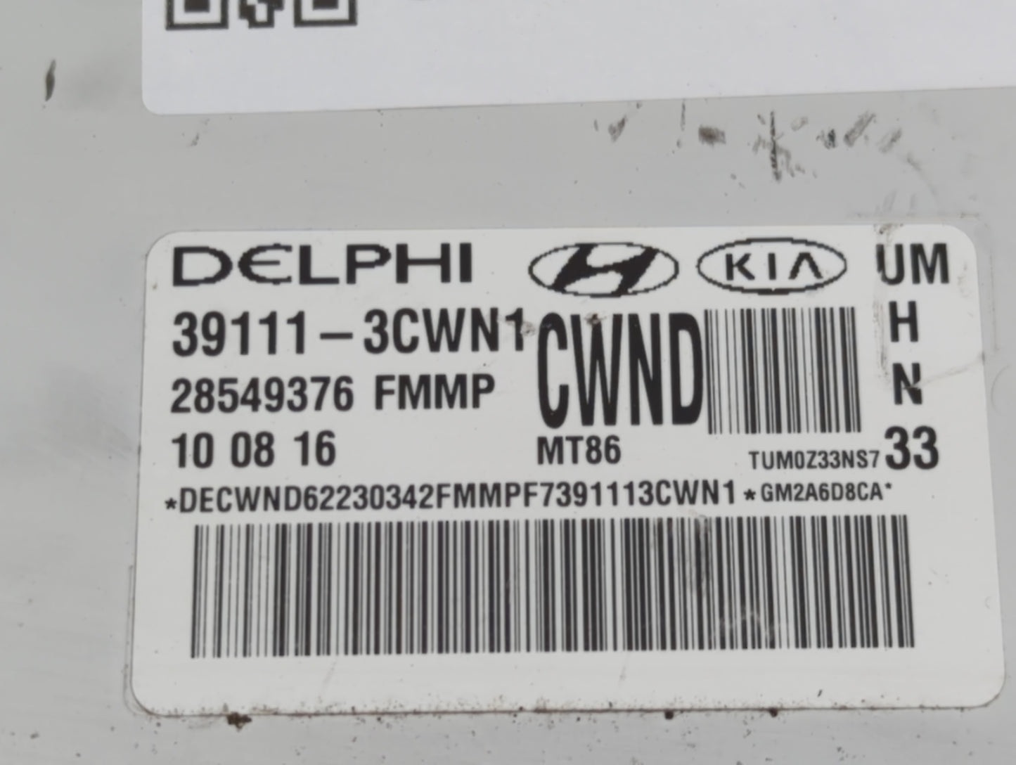 2016-2018 Kia Sorento PCM Engine Control Computer ECU ECM PCU OEM P/N:39111-3CWN1 Fits Fits 2016 2017 2018 OEM Used Auto Par