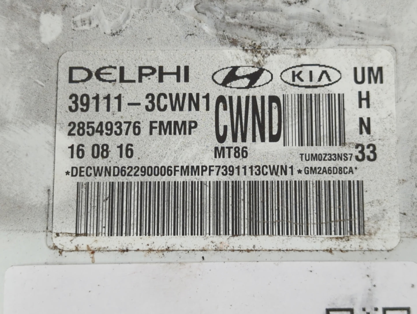 2016-2017 Kia Sorento PCM Engine Control Computer ECU ECM PCU OEM P/N:39111-3CWN1 Fits Fits 2016 2017 OEM Used Auto Parts - 