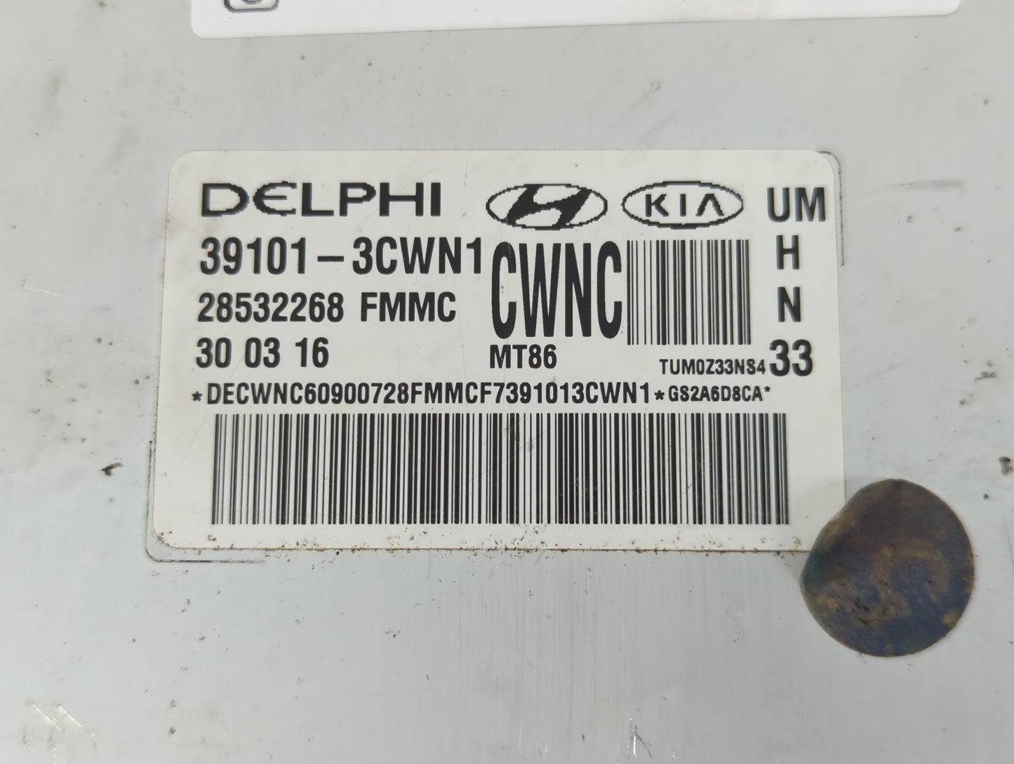 2016-2018 Kia Sorento PCM Engine Control Computer ECU ECM PCU OEM P/N:39101-3CWN1 Fits Fits 2016 2017 2018 OEM Used Auto Par