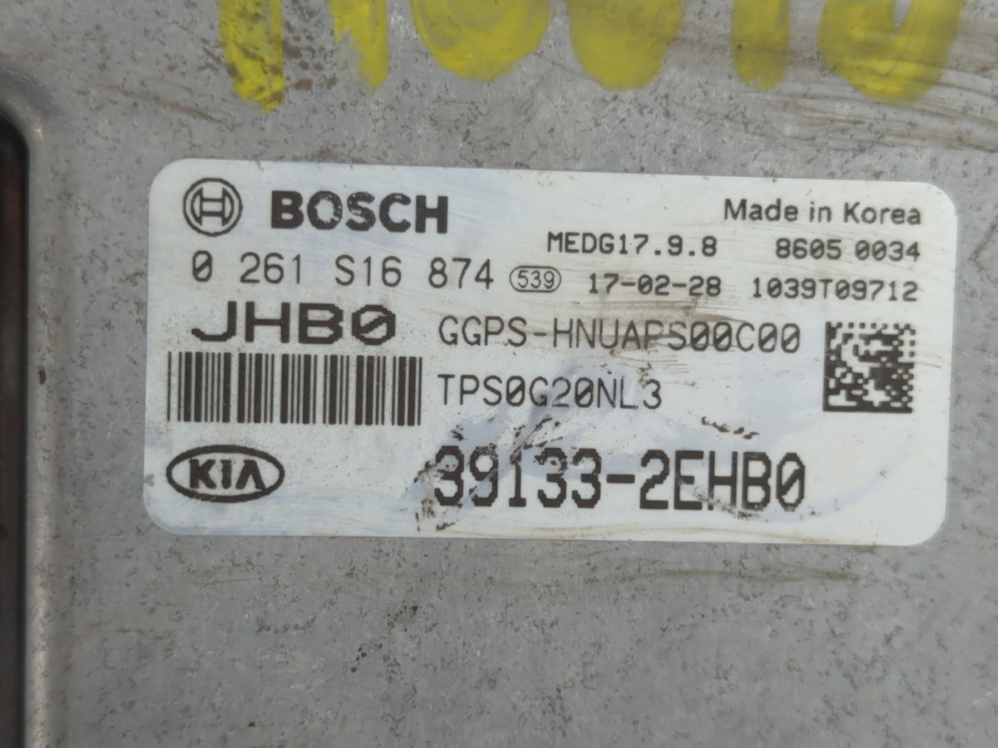 2017-2018 Kia Soul PCM Engine Control Computer ECU ECM PCU OEM P/N:39133-2EHB0 Fits Fits 2017 2018 OEM Used Auto Parts - Oem