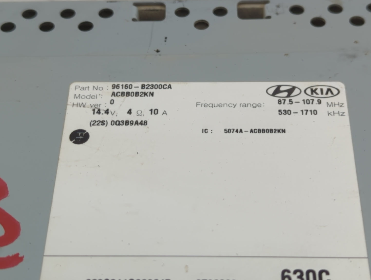 2017-2019 Kia Soul Radio AM FM Cd Player Receiver Replacement P/N:96160-D2300CA Fits Fits 2017 2018 2019 OEM Used Auto Parts