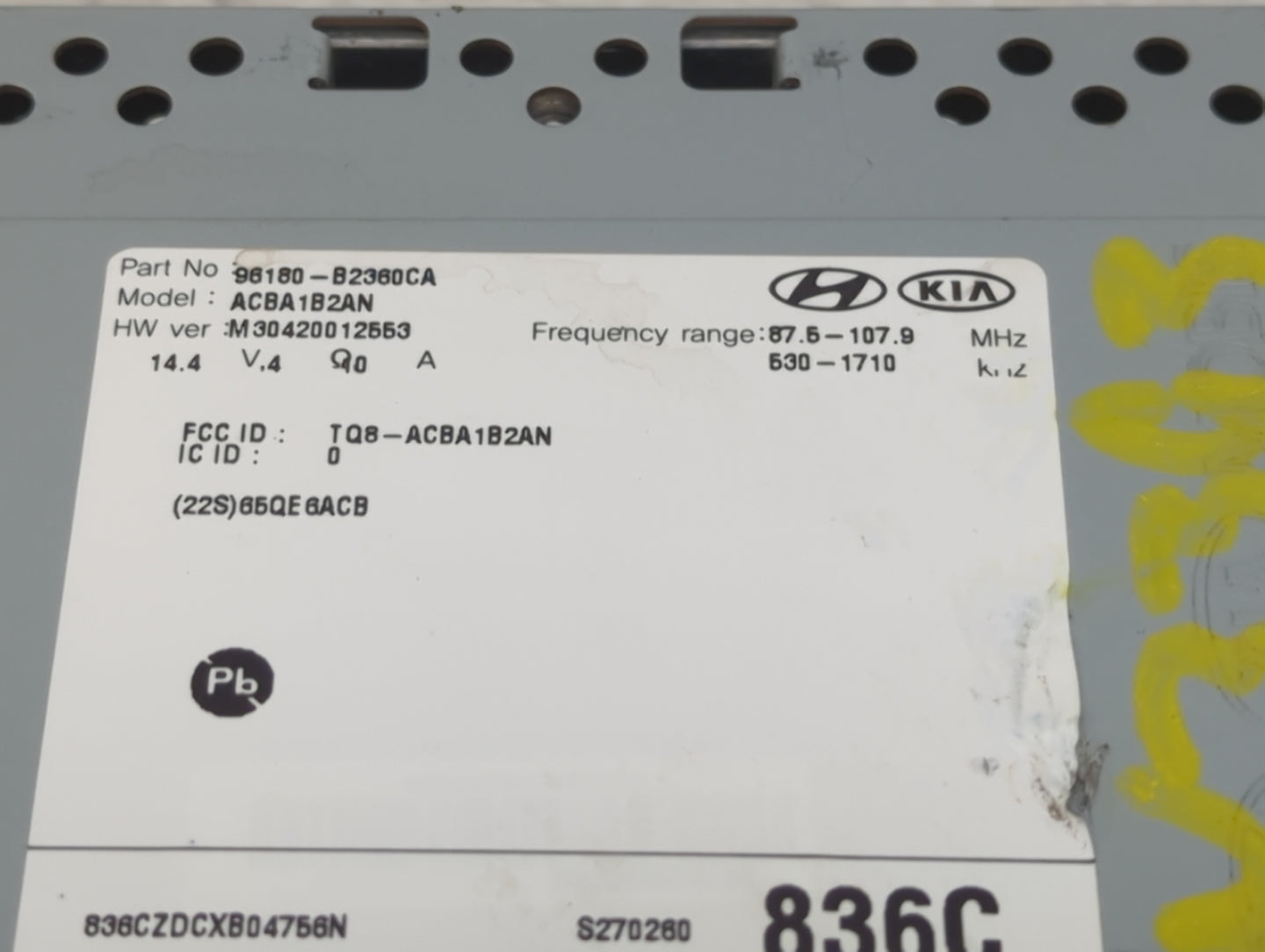 2017-2019 Kia Soul Radio AM FM Cd Player Receiver Replacement P/N:96180-B2360CA ACBA1B2AN, TQ8-ACBA1B2AN Fits Fits 2017 2018