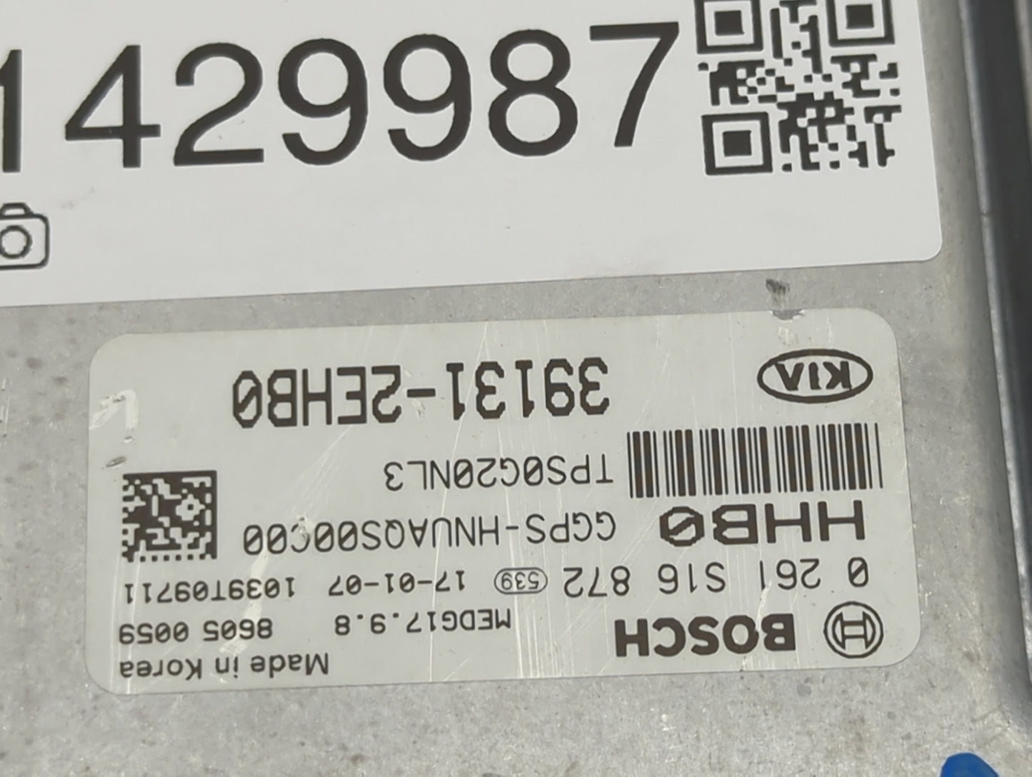 2017 Kia Soul PCM Engine Control Computer ECU ECM PCU OEM P/N:TPS0G20NL3 0261S16872, 39131-2EHB0 Fits OEM Used Auto Parts - 