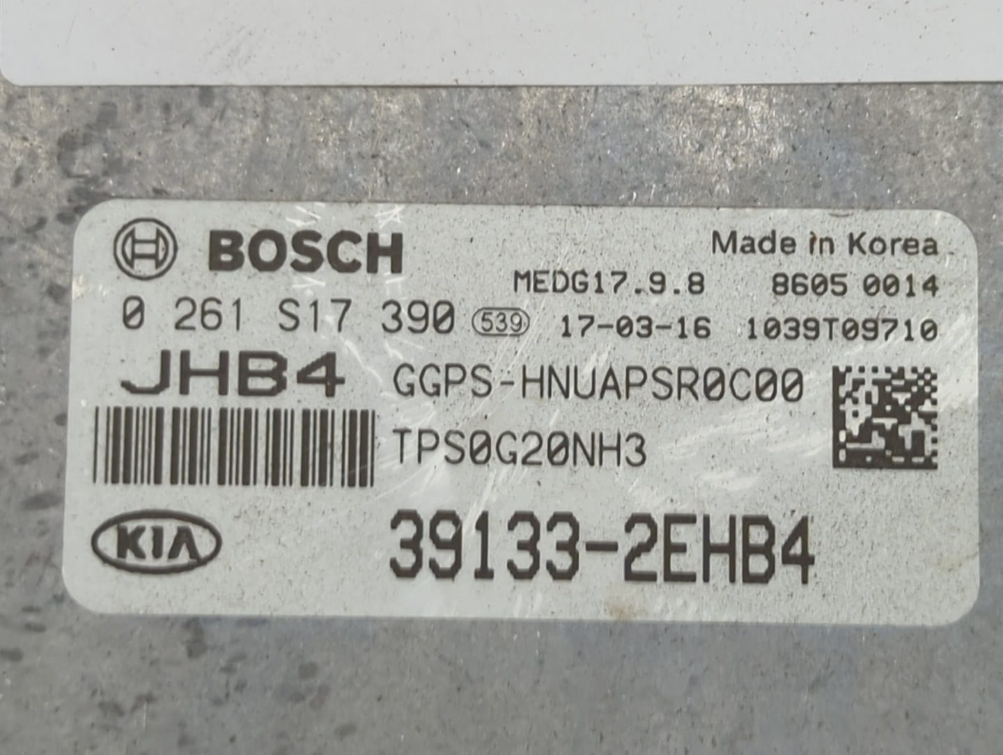 2017 Kia Soul PCM Engine Control Computer ECU ECM PCU OEM P/N:0261S17390 39133-2EHB4, GGPS-HNUAPSR0C00, 39132-2EHB4 Fits OEM