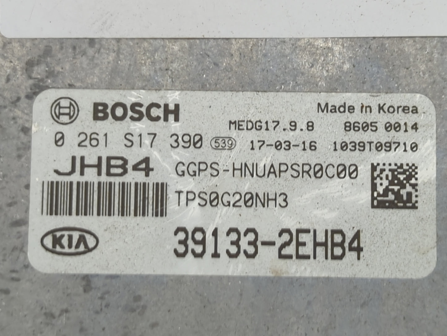 2017 Kia Soul PCM Engine Control Computer ECU ECM PCU OEM P/N:0261S17390 39133-2EHB4, GGPS-HNUAPSR0C00, 39132-2EHB4 Fits OEM