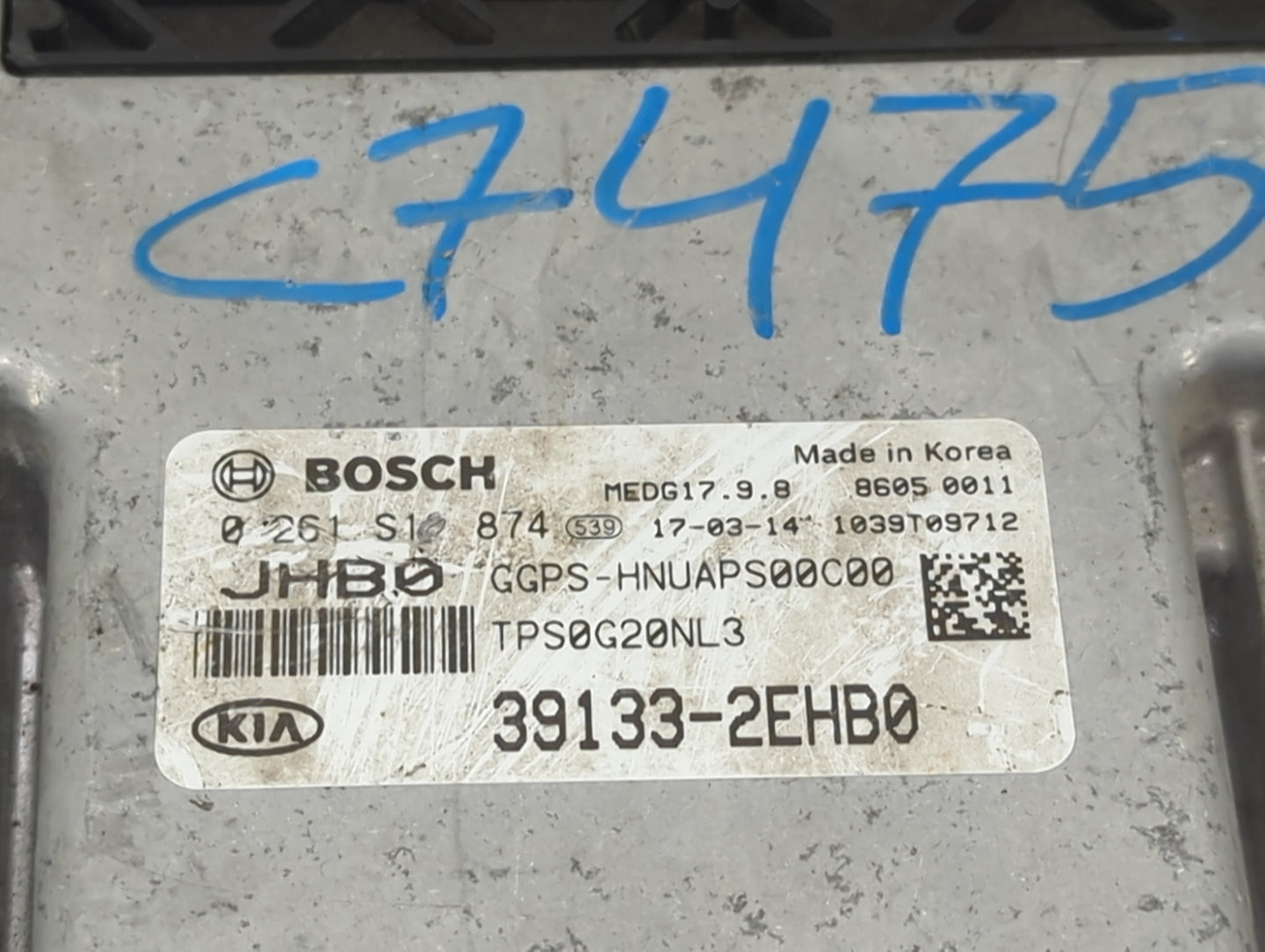 2017-2018 Kia Soul PCM Engine Control Computer ECU ECM PCU OEM P/N:39133-2EHB0 0261S10874, MEDG17.9.8 Fits Fits 2017 2018 OE