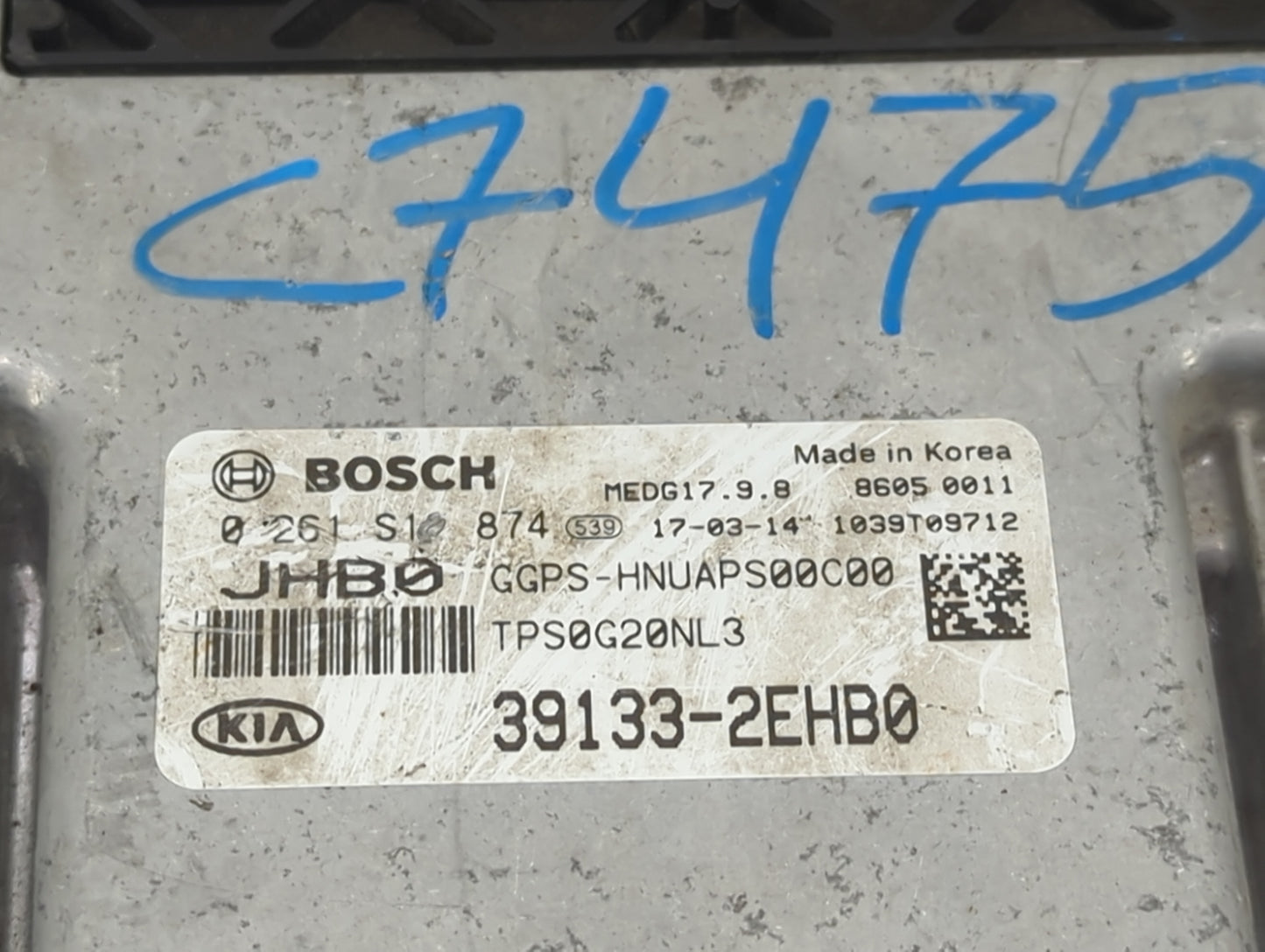 2017-2018 Kia Soul PCM Engine Control Computer ECU ECM PCU OEM P/N:39133-2EHB0 0261S10874, MEDG17.9.8 Fits Fits 2017 2018 OE