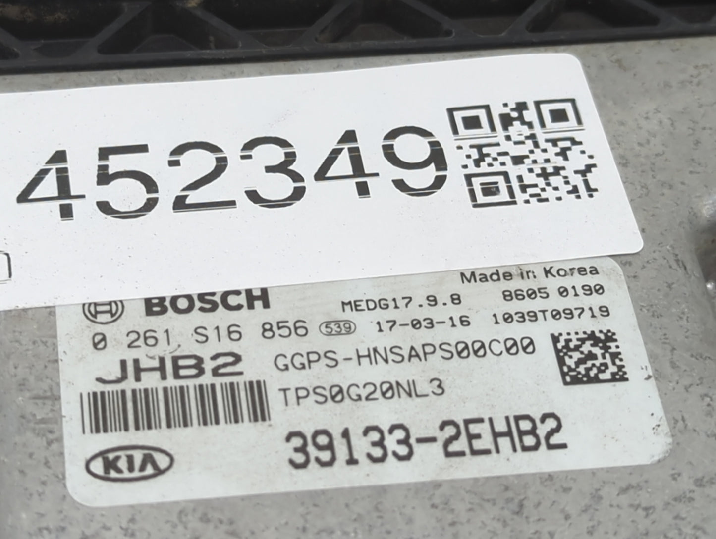 2017-2018 Kia Soul PCM Engine Control Computer ECU ECM PCU OEM P/N:39133-2EHB2 0261S16856 Fits Fits 2017 2018 OEM Used Auto 