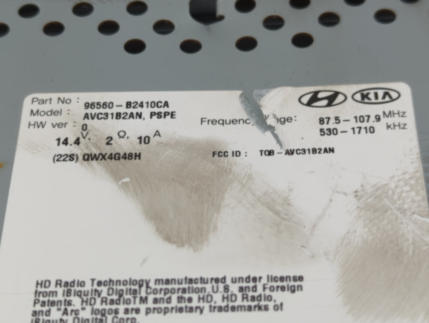 2017 Kia Soul Radio AM FM Cd Player Receiver Replacement P/N:96560-B2410CA AVC31B2AN, TQ8-AVC31B2AN, D3566 61050 Fits OEM Us