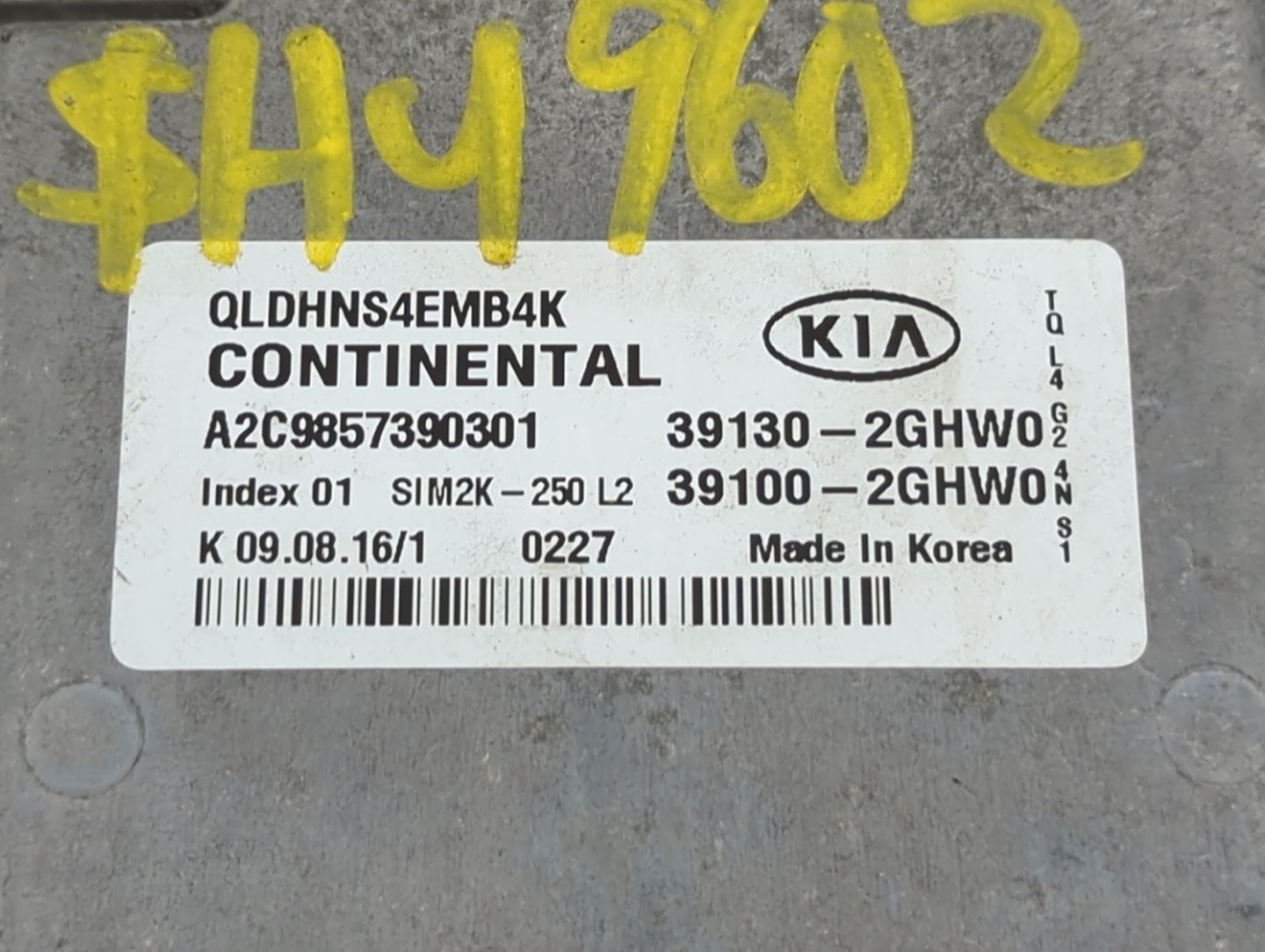 2017-2019 Kia Sportage PCM Engine Control Computer ECU ECM PCU OEM P/N:39130-2GHW0 39100-2GHW0 Fits Fits 2017 2018 2019 OEM 