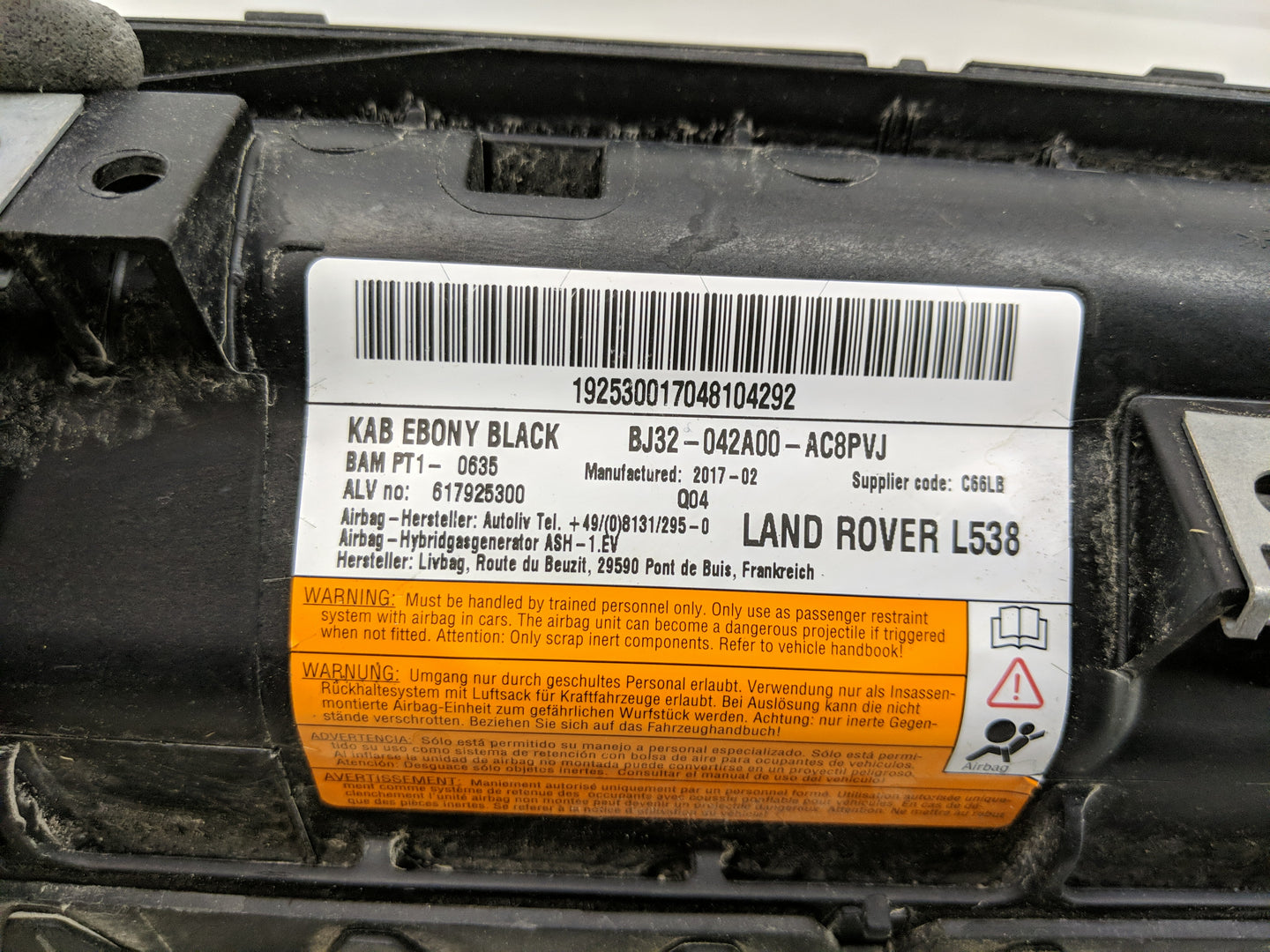 2015-2019 Land Rover Discovery Sport Air Bag Driver Left Knee OEM P/N:BJ32-042A00-AC8PVJ Fits Fits 2015 2016 2017 2018 2019 