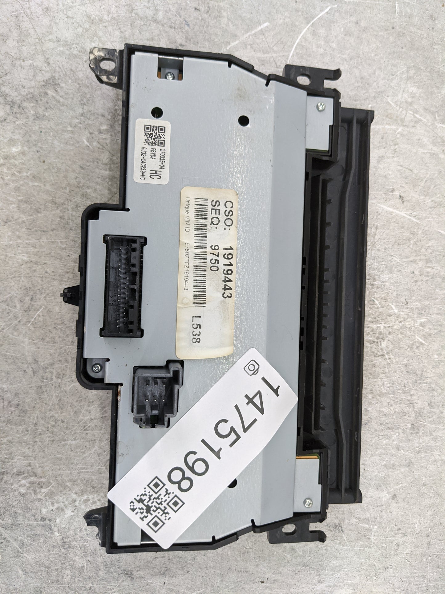 2017 Land Rover Evoque Climate Control Module Temperature AC/Heater Replacement P/N:A2C61423289-HC 170315-04, FB10A Fits Fit