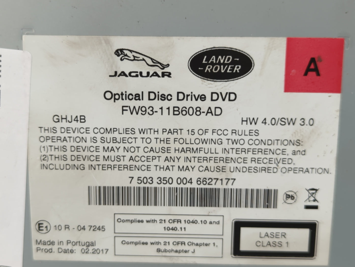 2017-2018 Land Rover Range Rover Radio AM FM Cd Player Receiver Replacement P/N:FW93-11B608-AD Fits Fits 2017 2018 OEM Used 