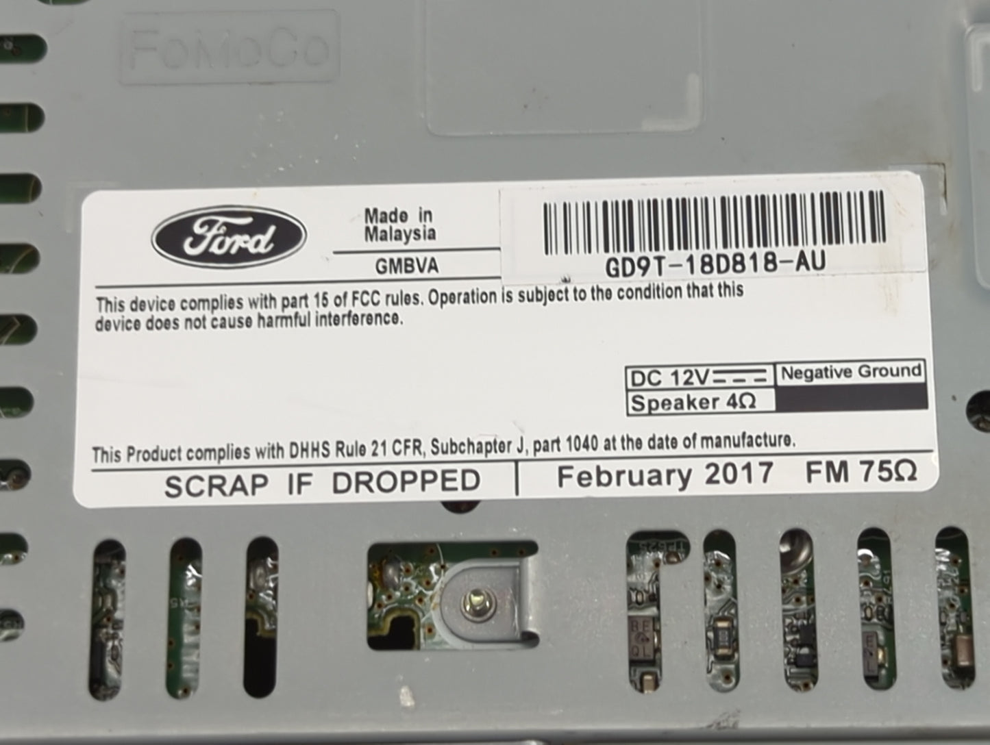2017 Lincoln Continental Radio AM FM Cd Player Receiver Replacement P/N:GD9T-18D818-AU Fits OEM Used Auto Parts - Oemusedaut