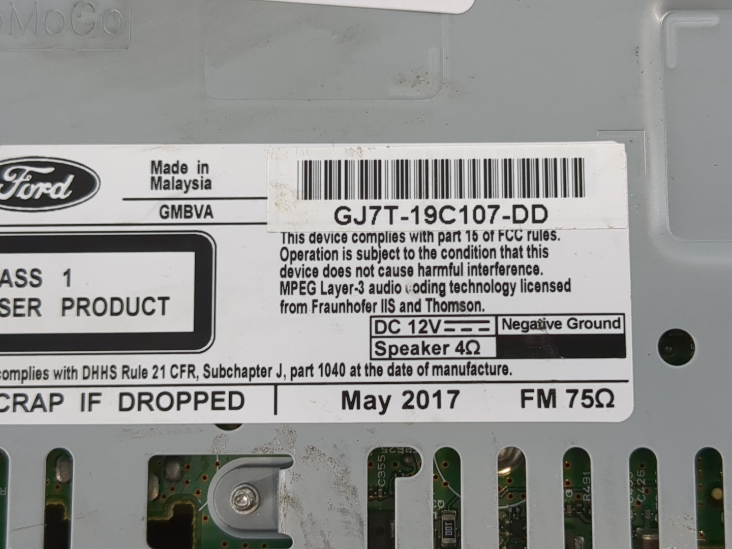 2017-2019 Lincoln Mkc Radio AM FM Cd Player Receiver Replacement P/N:GJ7T-19C107-DD Fits Fits 2017 2018 2019 OEM Used Auto P