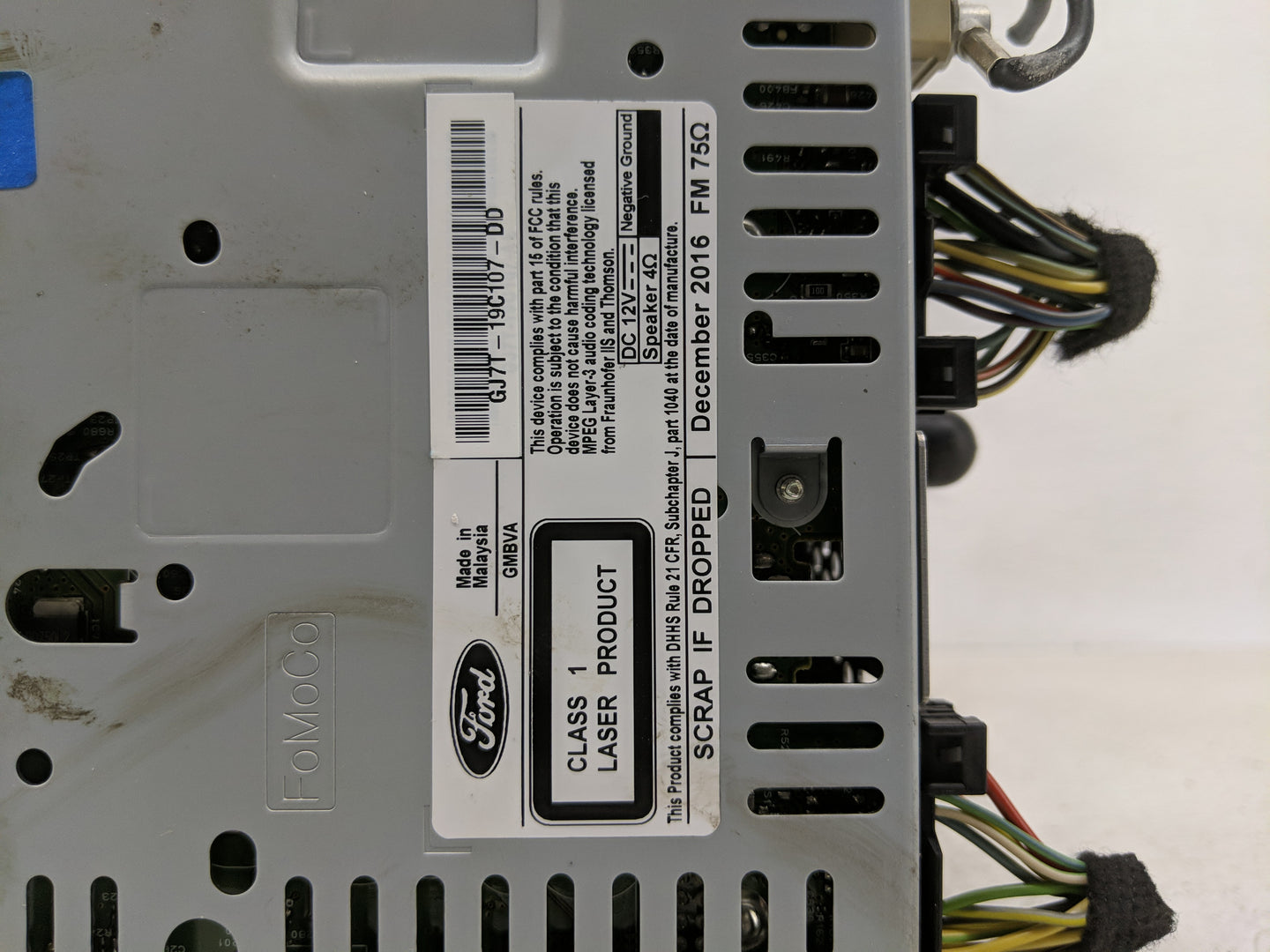 2017-2019 Lincoln Mkc Radio AM FM Cd Player Receiver Replacement P/N:GJ7T-19C107-DD Fits Fits 2017 2018 2019 OEM Used Auto P
