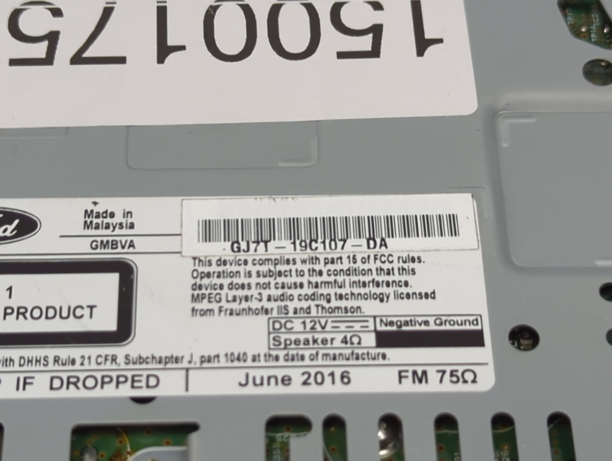 2017-2019 Lincoln Mkc Radio AM FM Cd Player Receiver Replacement P/N:GJ7T-19C107-DA Fits Fits 2017 2018 2019 OEM Used Auto P