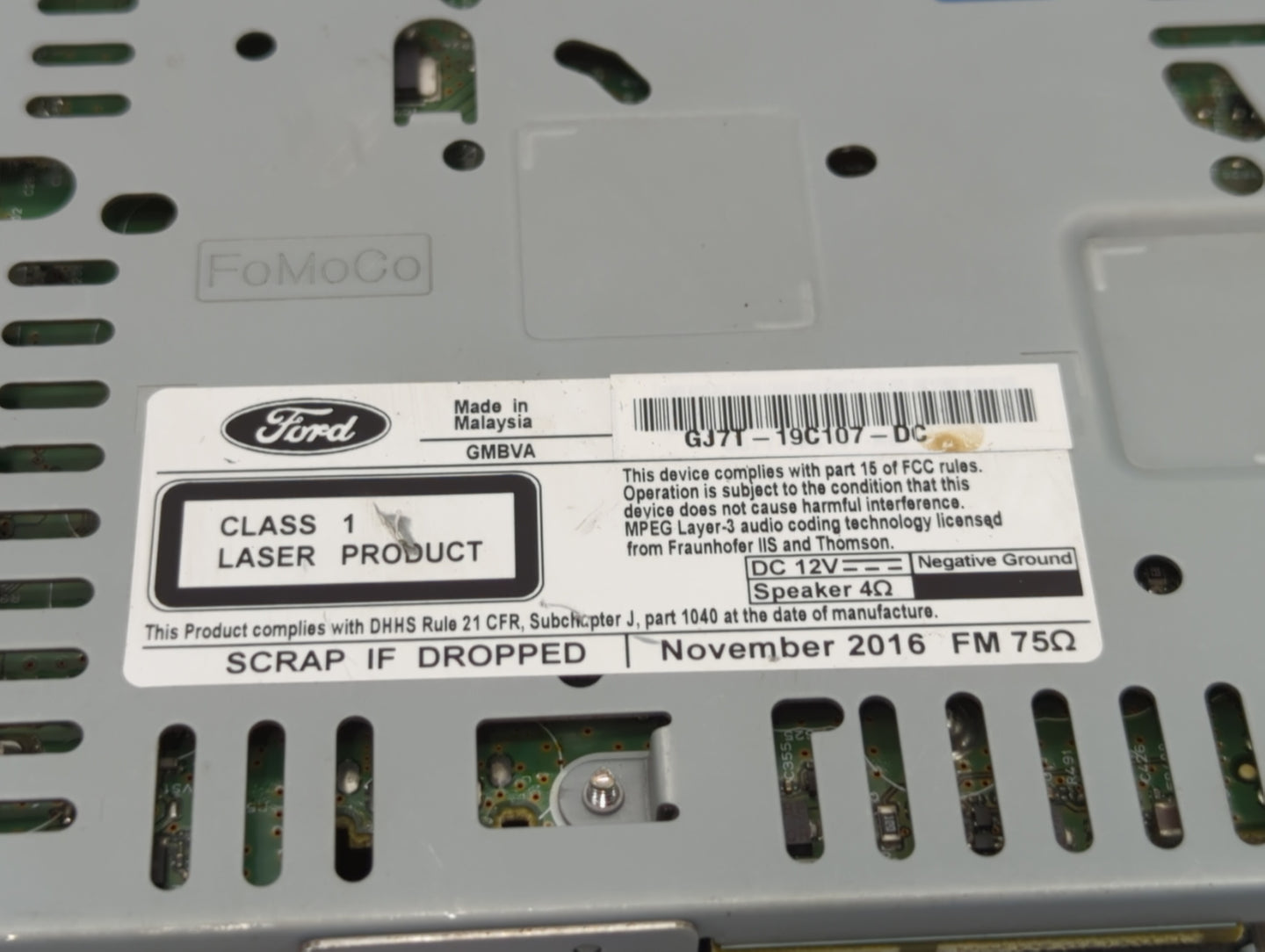 2017-2019 Lincoln Mkc Radio AM FM Cd Player Receiver Replacement P/N:GJ7T-19C107-DC GJ7T-19C107-DD Fits Fits 2017 2018 2019 