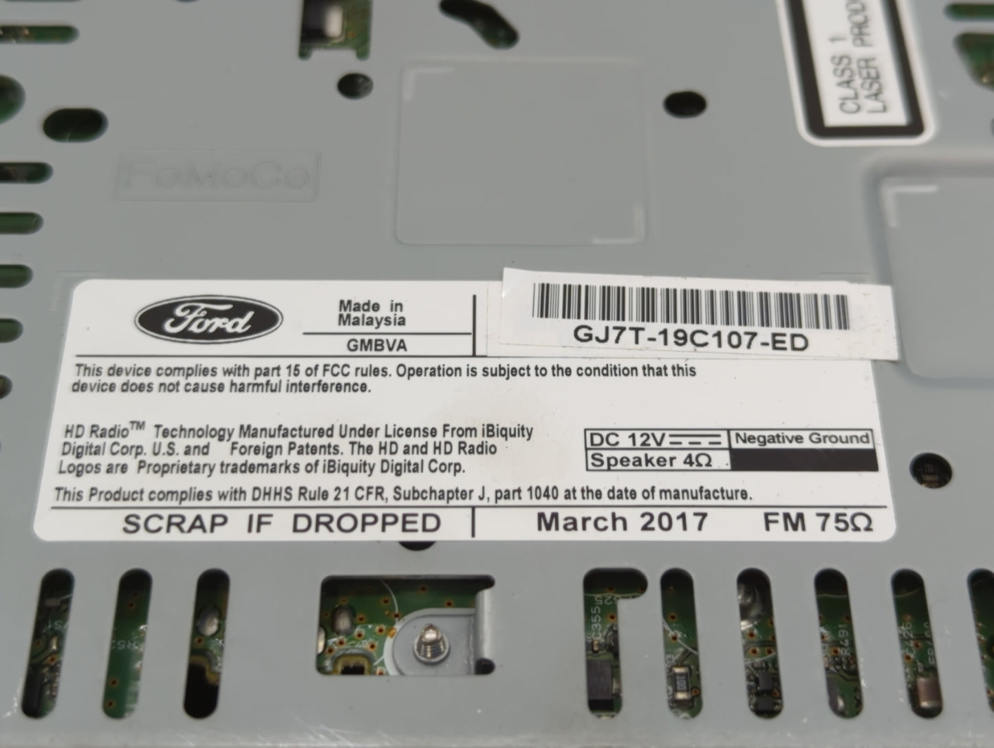 2017-2019 Lincoln Mkc Radio AM FM Cd Player Receiver Replacement P/N:GJ7T-19C107-ED Fits Fits 2017 2018 2019 OEM Used Auto P