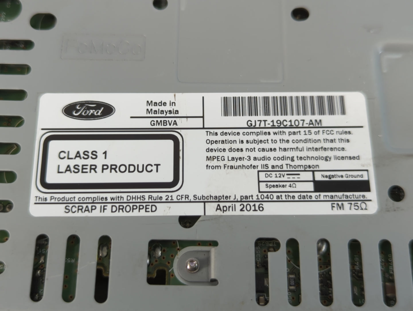 2017 Lincoln Mkc Radio AM FM Cd Player Receiver Replacement P/N:GJ7T-19C107-AM Fits OEM Used Auto Parts - Oemusedautoparts1.