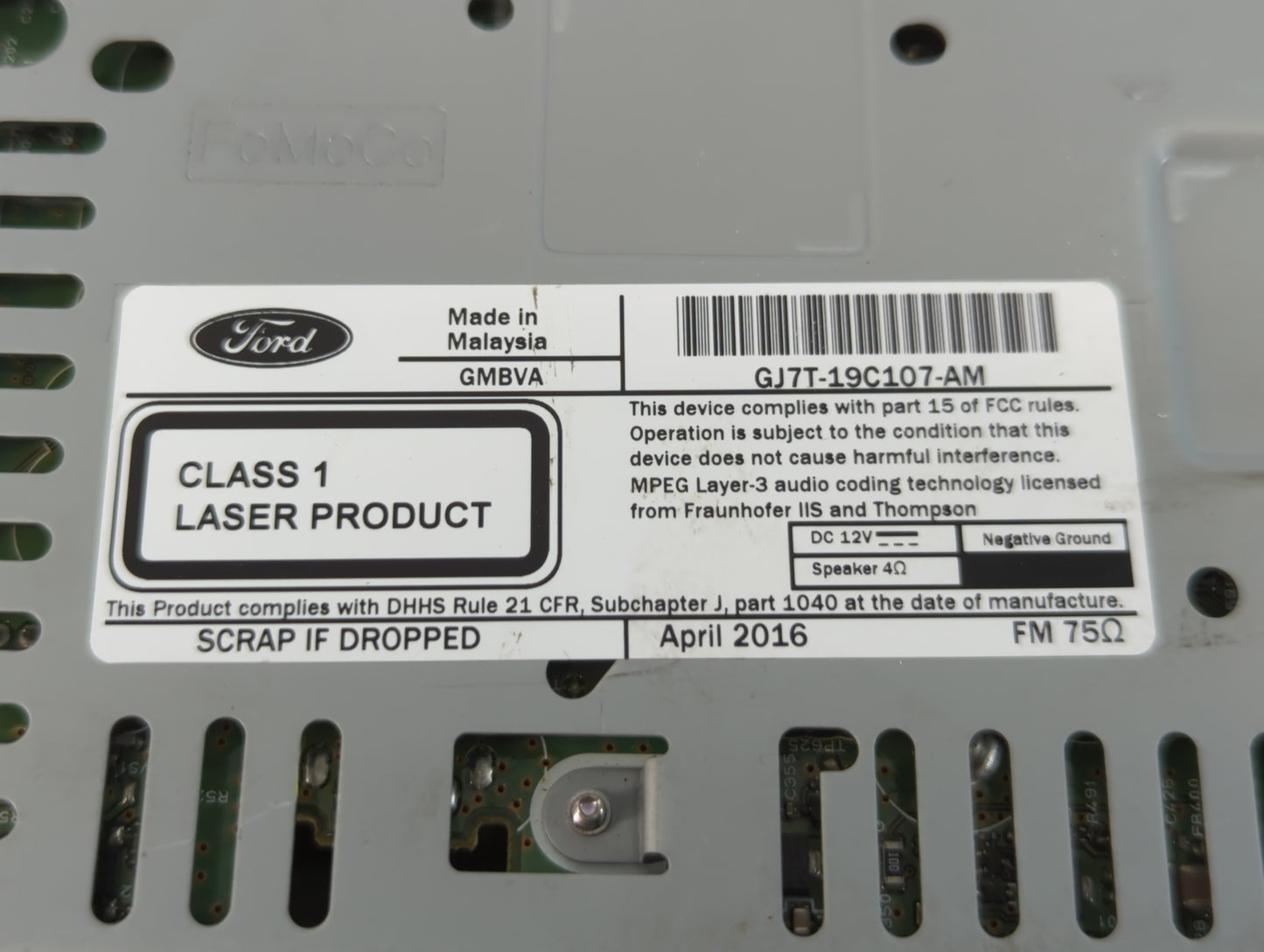 2017 Lincoln Mkc Radio AM FM Cd Player Receiver Replacement P/N:GJ7T-19C107-AM Fits OEM Used Auto Parts - Oemusedautoparts1.
