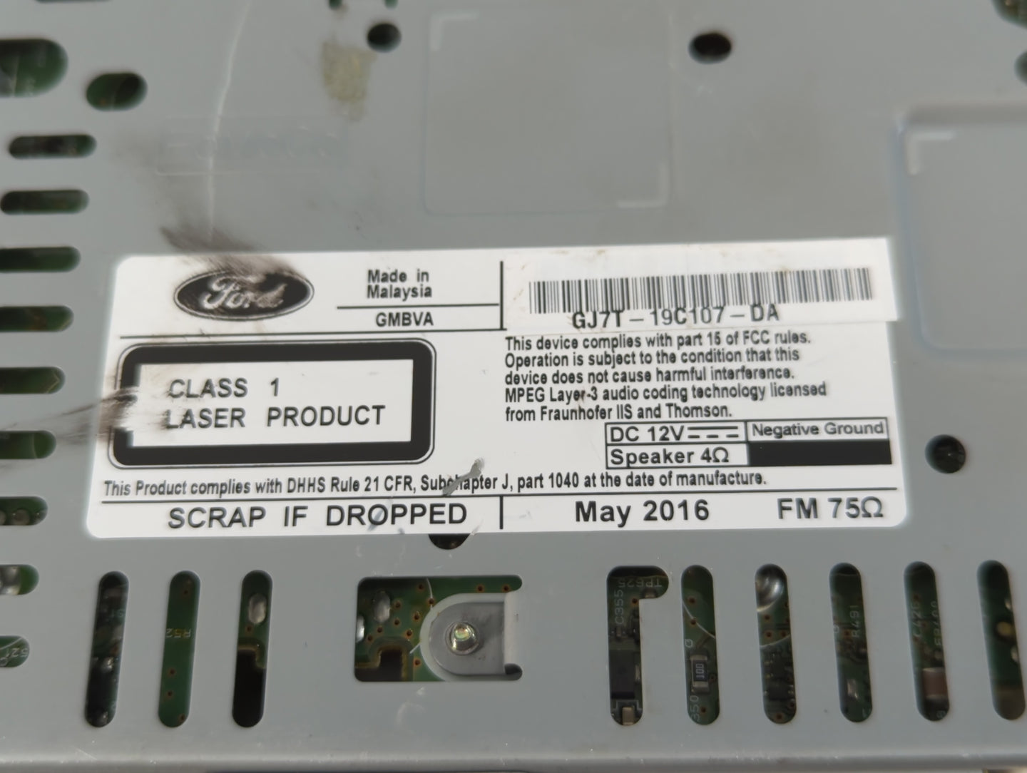 2017-2019 Lincoln Mkc Radio AM FM Cd Player Receiver Replacement P/N:GJ7T-19C107-DA Fits Fits 2017 2018 2019 OEM Used Auto P