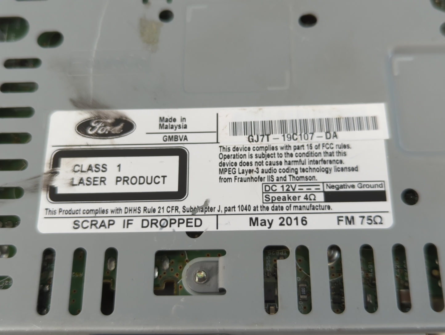 2017-2019 Lincoln Mkc Radio AM FM Cd Player Receiver Replacement P/N:GJ7T-19C107-DA Fits Fits 2017 2018 2019 OEM Used Auto P