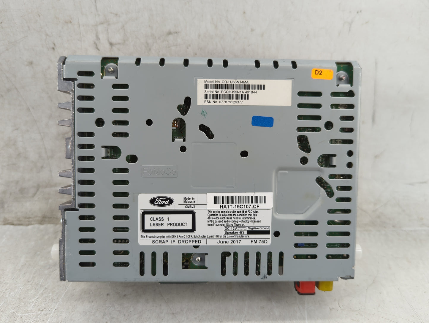2017-2018 Lincoln Mkx Radio AM FM Cd Player Receiver Replacement P/N:HA1T-19C107-CF Fits Fits 2017 2018 OEM Used Auto Parts 