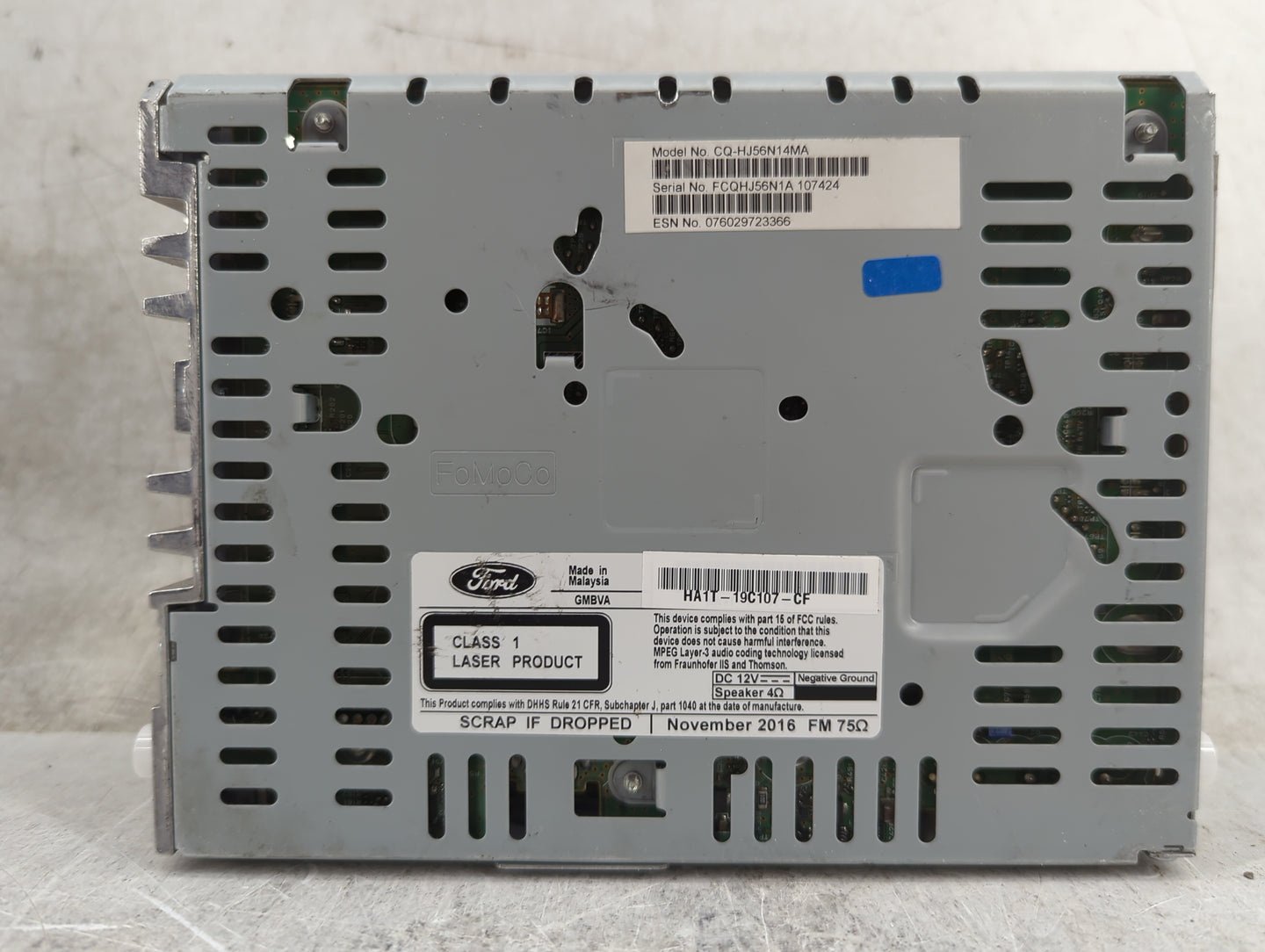 2017 Lincoln Mkx Radio AM FM Cd Player Receiver Replacement P/N:CQ-HJ56N14MA HA1T-19C107-CF Fits OEM Used Auto Parts - Oemus