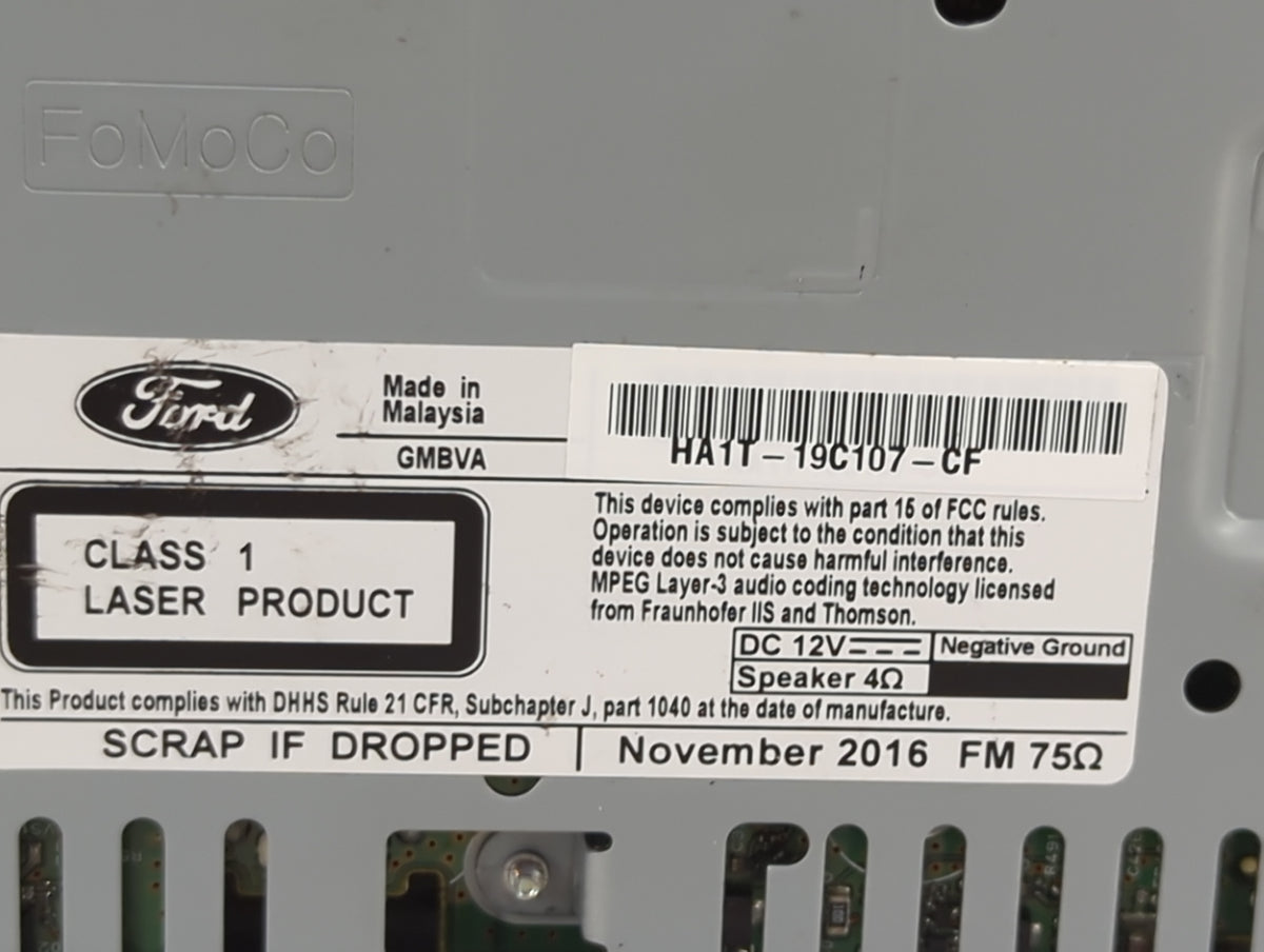 2017 Lincoln Mkx Radio AM FM Cd Player Receiver Replacement P/N:CQ-HJ56N14MA HA1T-19C107-CF Fits OEM Used Auto Parts - Oemus