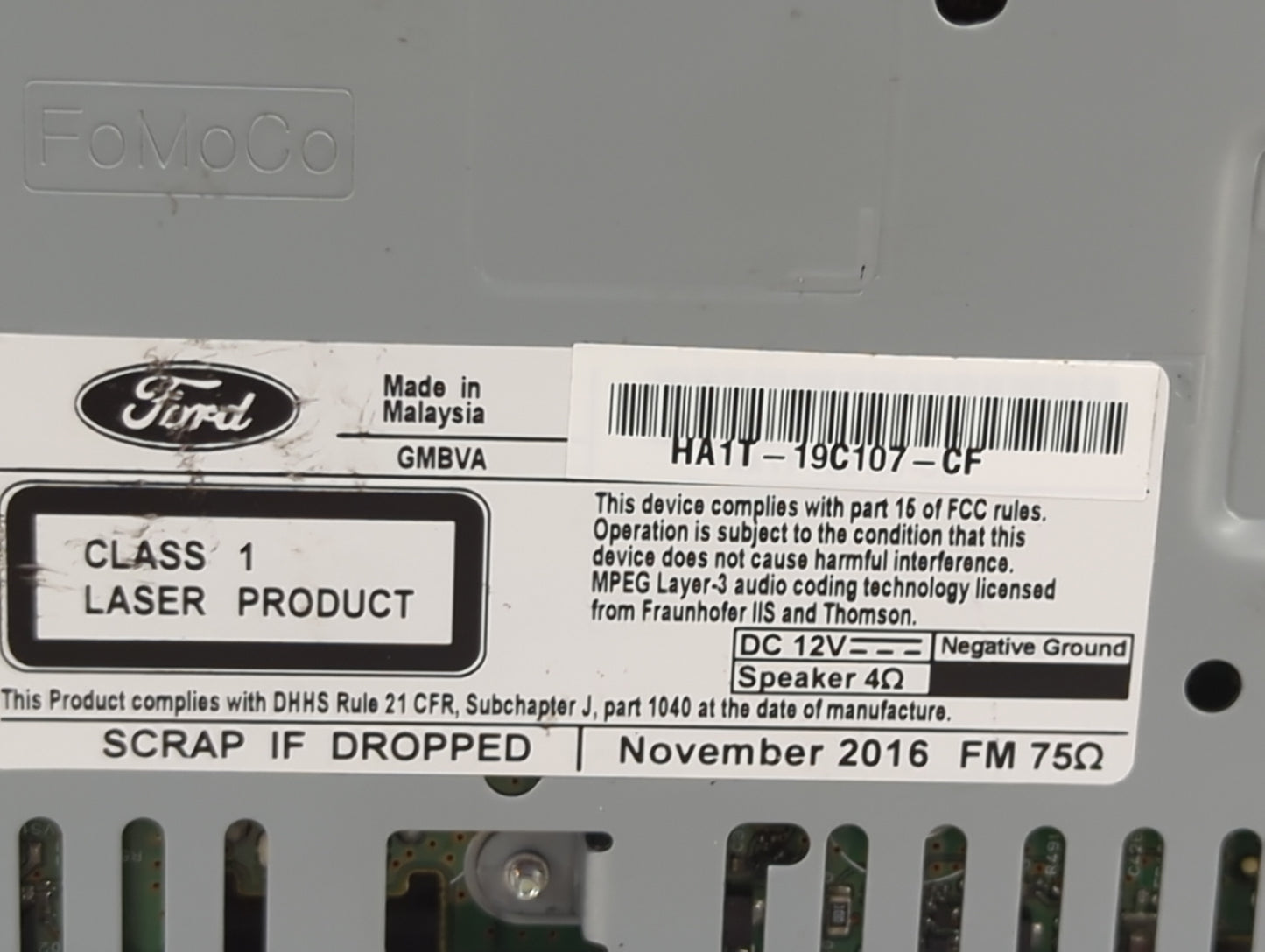 2017 Lincoln Mkx Radio AM FM Cd Player Receiver Replacement P/N:CQ-HJ56N14MA HA1T-19C107-CF Fits OEM Used Auto Parts - Oemus