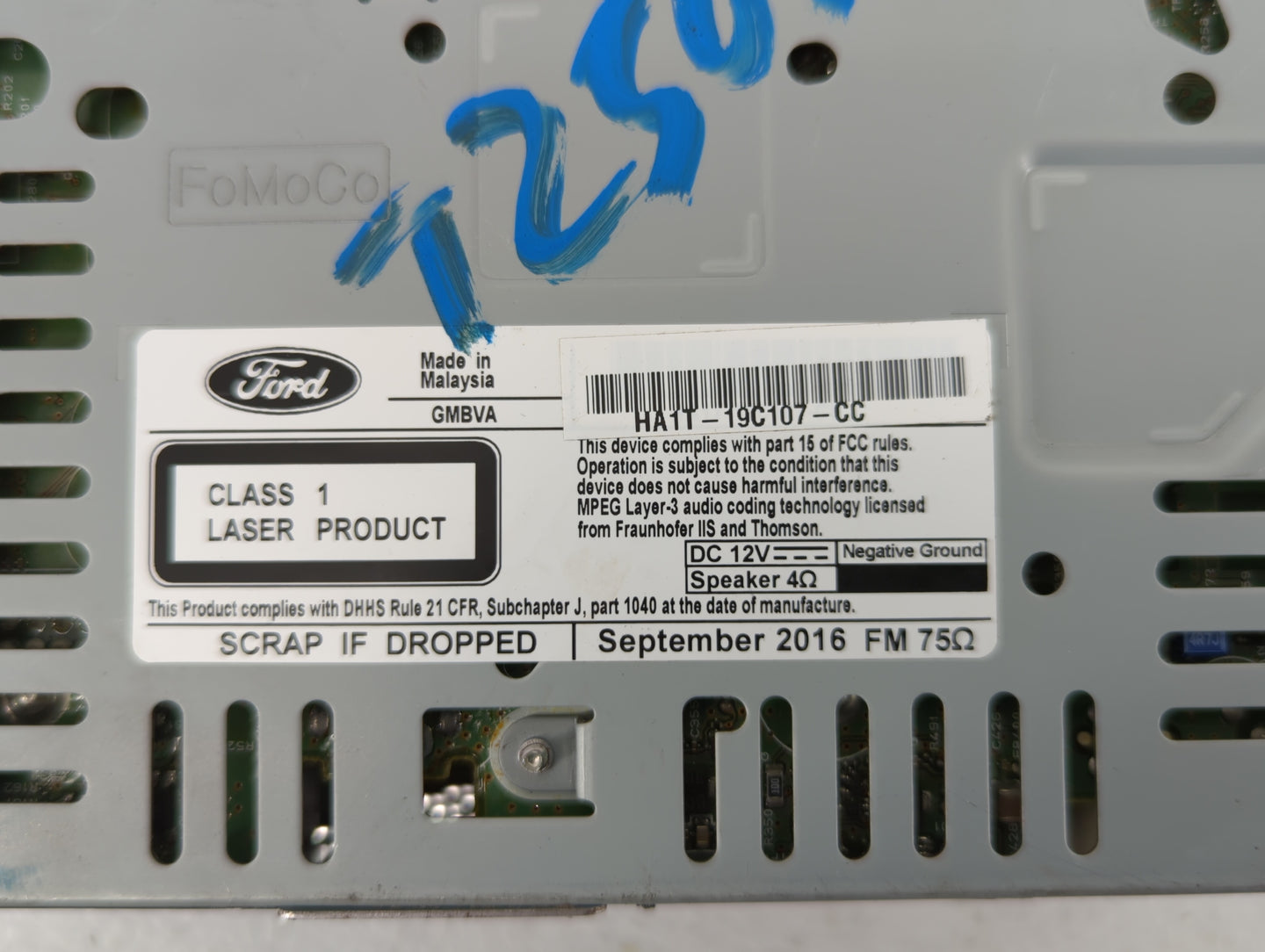 2017-2018 Lincoln Mkx Radio AM FM Cd Player Receiver Replacement P/N:HA1T-19C107-CC Fits Fits 2017 2018 OEM Used Auto Parts 