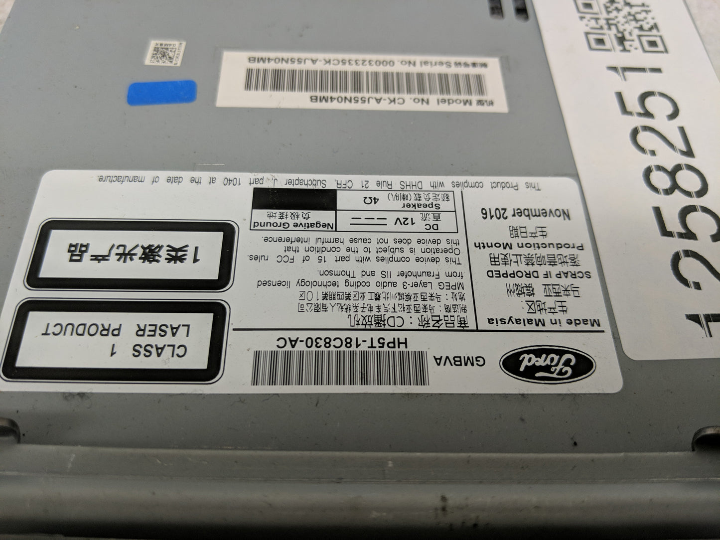 2017 Lincoln Mkz Radio AM FM Cd Player Receiver Replacement P/N:HP5T-18C830-AC Fits OEM Used Auto Parts - Oemusedautoparts1.