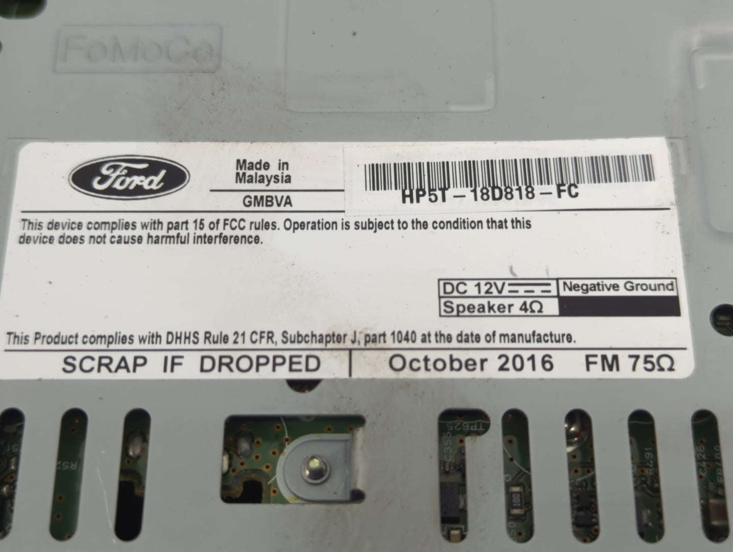 2016-2020 Lincoln Mkz Radio AM FM Cd Player Receiver Replacement P/N:HP5T-18D818-FC Fits Fits 2016 2017 2018 2019 2020 OEM U