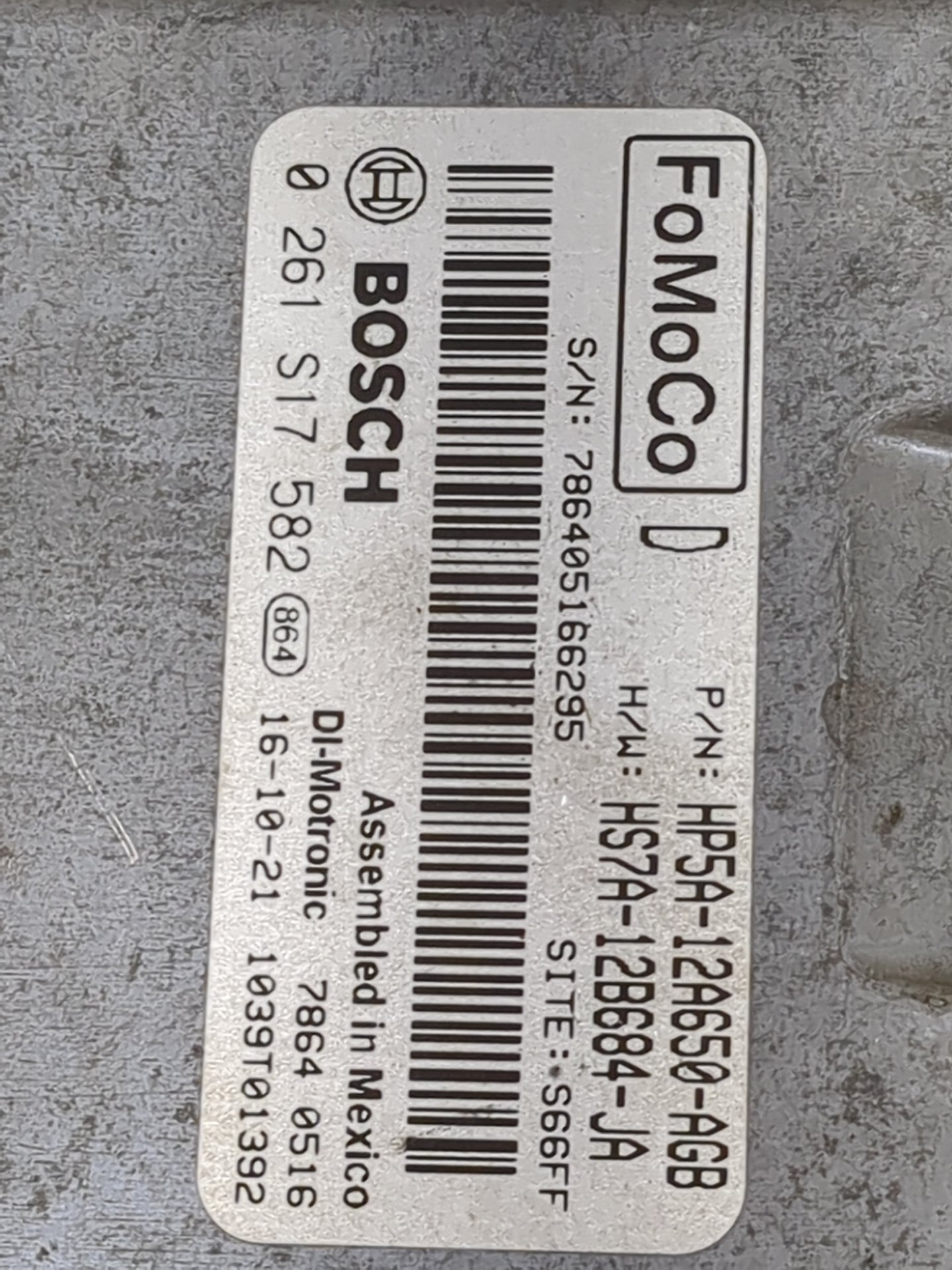 2017-2019 Lincoln Mkz PCM Engine Control Computer ECU ECM PCU OEM P/N:HP5A-12A650-AGB 0 261 S17 582 Fits Fits 2017 2018 2019