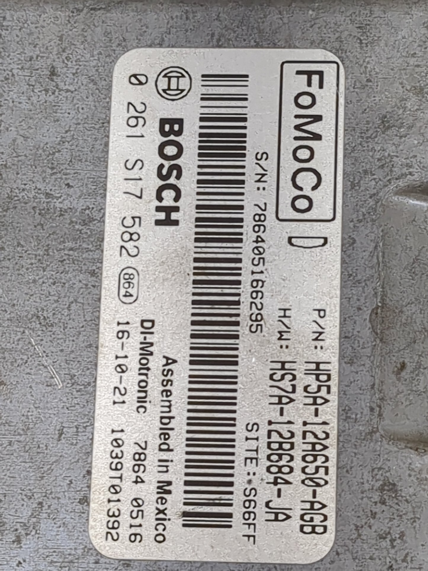 2017-2019 Lincoln Mkz PCM Engine Control Computer ECU ECM PCU OEM P/N:HP5A-12A650-AGB 0 261 S17 582 Fits Fits 2017 2018 2019