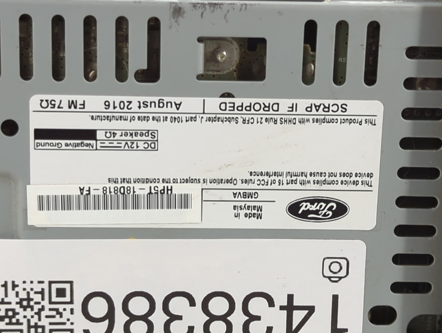 2017-2020 Lincoln Mkz Radio AM FM Cd Player Receiver Replacement P/N:HP5T-18D818-FA Fits Fits 2017 2018 2019 2020 OEM Used A