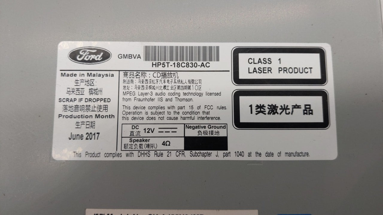 2015-2019 Lincoln Mkz Am Fm Cd Player Radio Receiver - Oemusedautoparts1.com