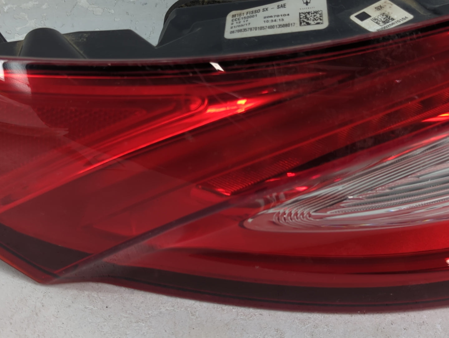 2017 Maserati Ghibli Tail Light Assembly Driver Left OEM P/N:20670104 CCC150001, M161 Fits OEM Used Auto Parts - Oemusedauto