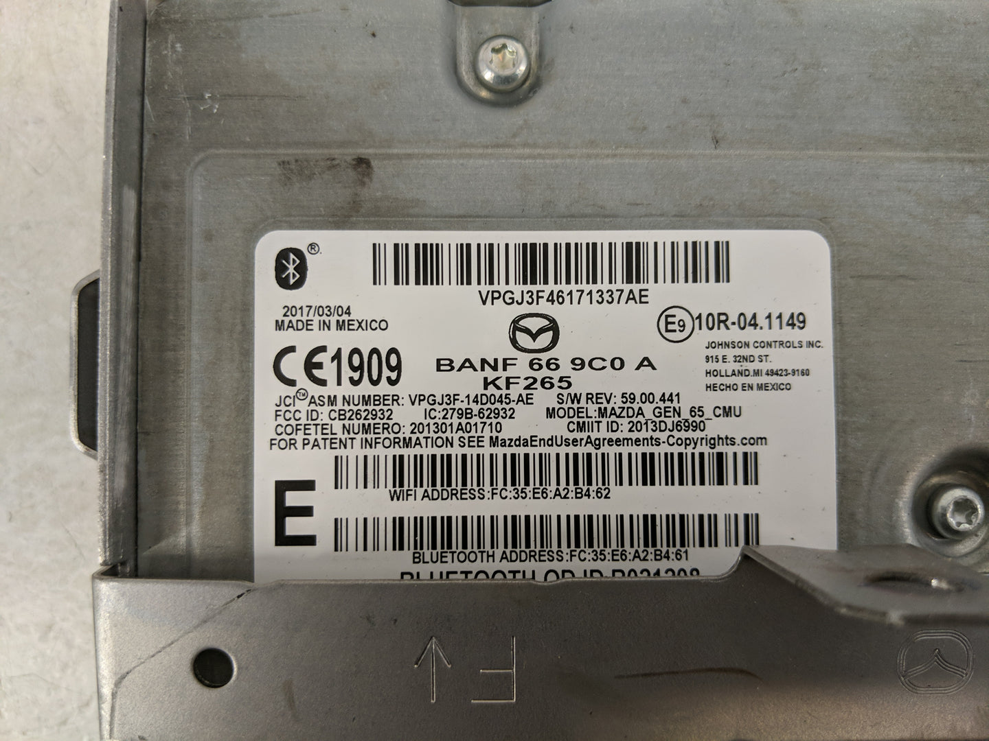2014-2018 Mazda 3 Communication Control Module Banf 66 9c0 A - Oemusedautoparts1.com