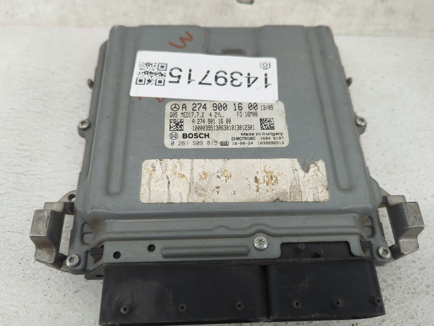 2017 Mercedes-Benz C-Class PCM Engine Control Computer ECU ECM PCU OEM P/N:A 274 900 16 00 A 274 901 16 00 Fits OEM Used Aut
