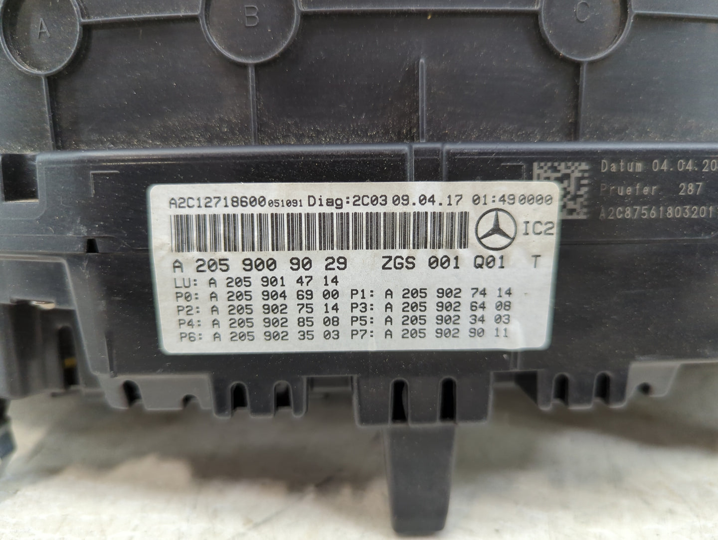 2017 Mercedes-Benz C-Class Instrument Cluster Speedometer Gauges P/N:A2059009029 A2C12718600 Miles:47K Fits Fits 2016 OEM Us