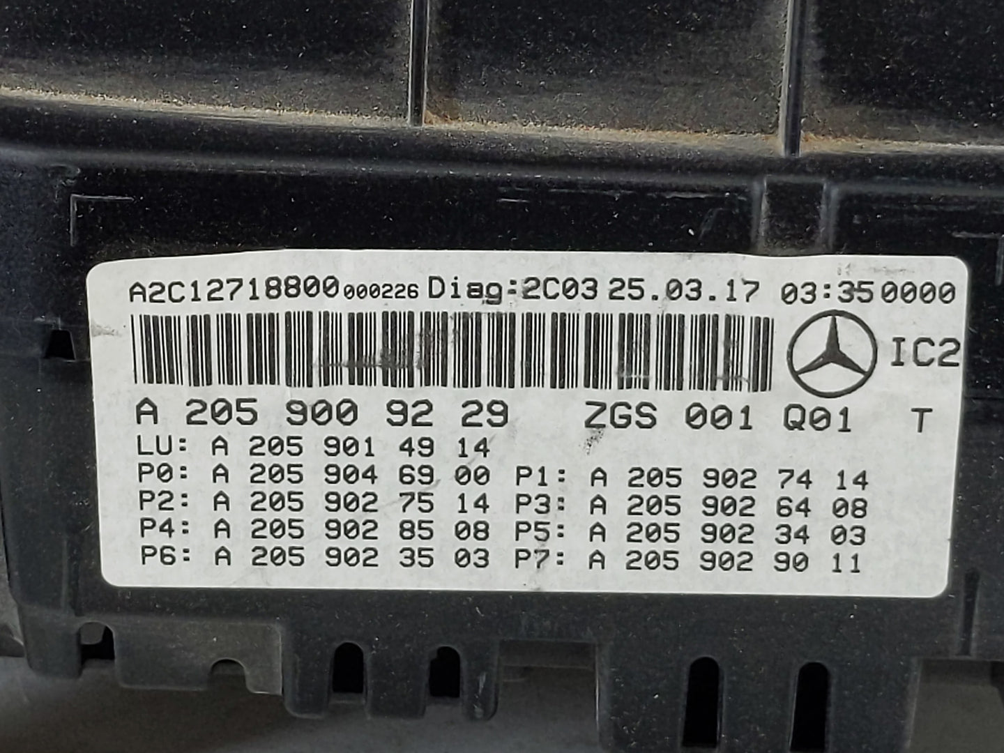 2017 Mercedes-Benz C350e Instrument Cluster Speedometer Gauges P/N:A 205 900 92 29 Fits OEM Used Auto Parts - Oemusedautopar