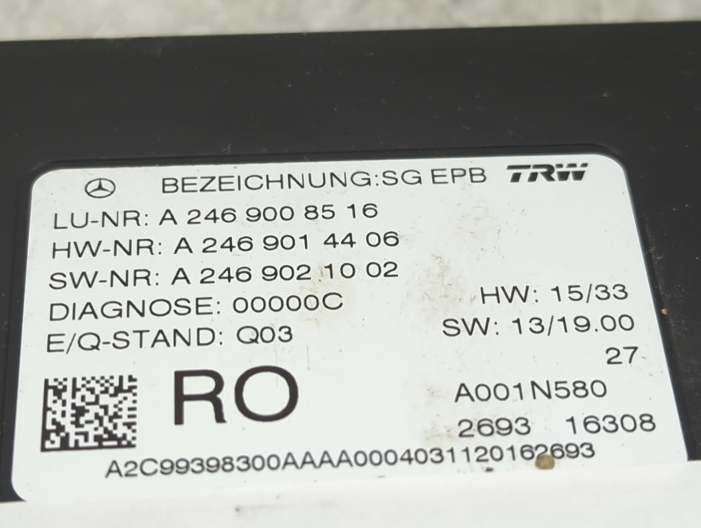 2016-2017 Mercedes-benz Cla250 Parking Brake Control Module - Oemusedautoparts1.com