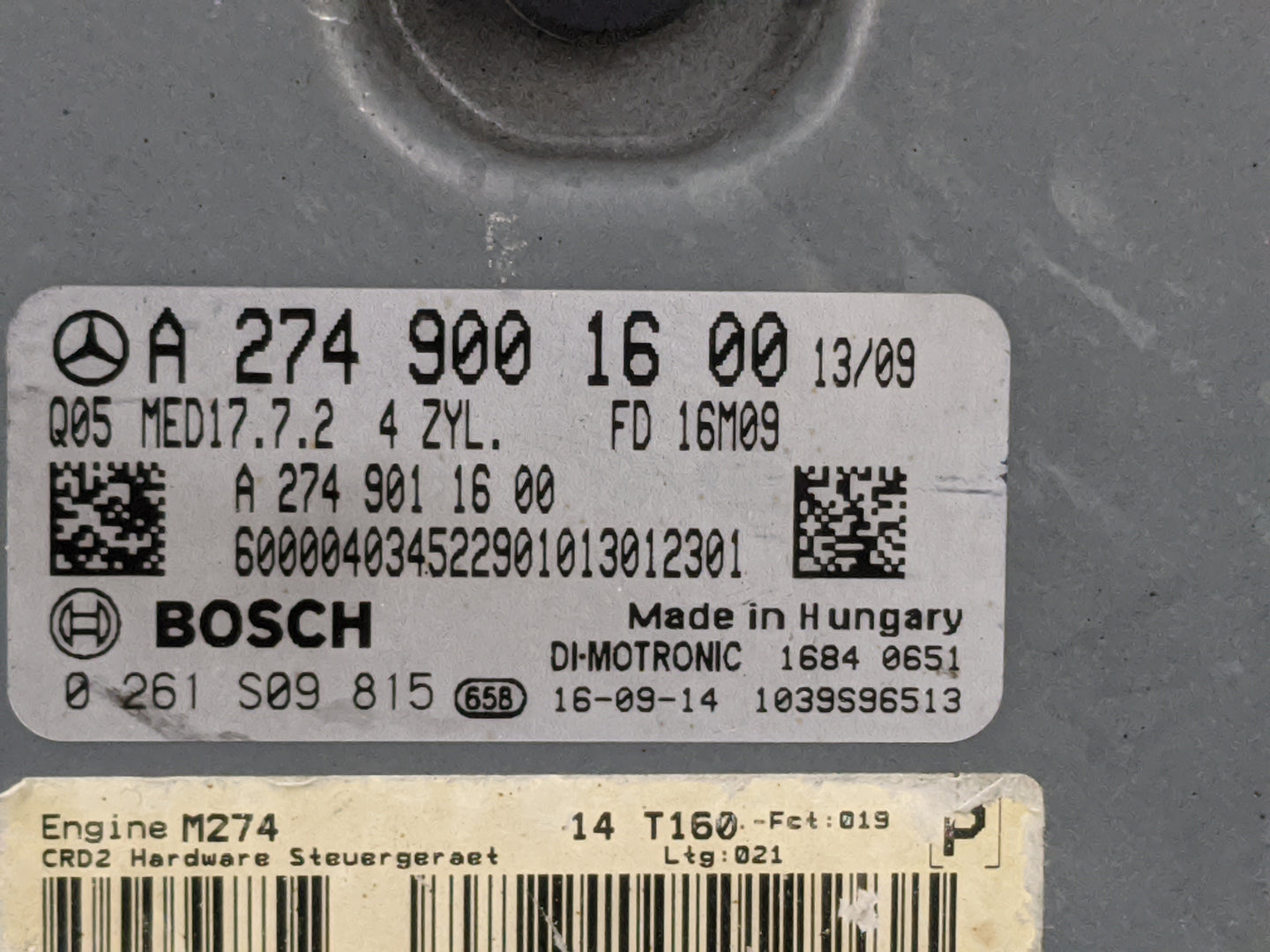 2017 Mercedes Cclass PCM Engine Control Computer ECU ECM PCU OEM P/N:A2749001600 A2749011600 Fits Fits 2016 2018 2019 2020 O