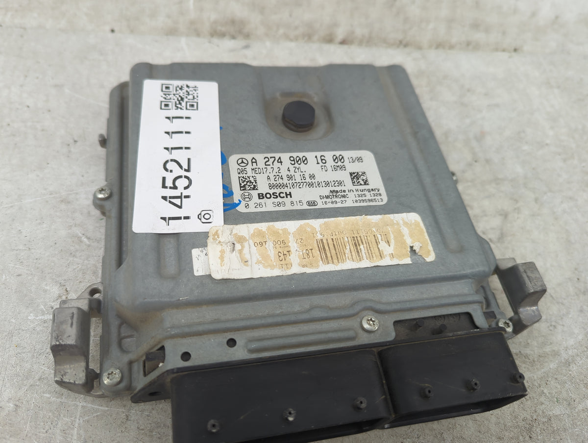 2017 Mercedes Benz C300 PCM Engine Control Computer ECU ECM PCU OEM P/N:A 274 900 16 00 A 274 901 16 00 Fits OEM Used Auto P