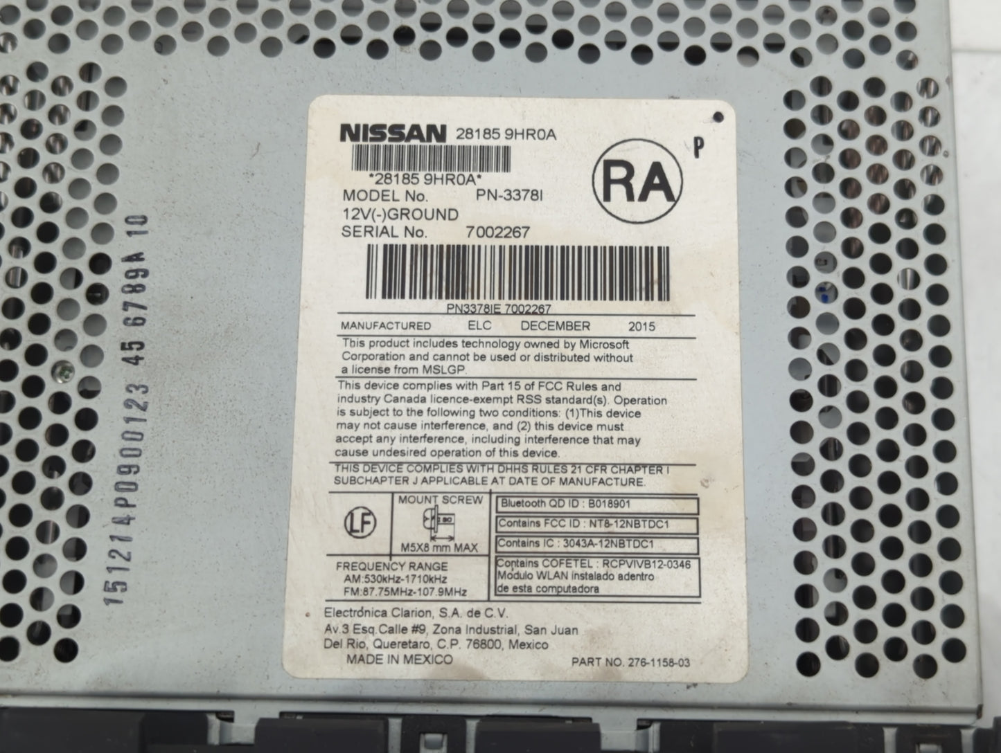 2016-2017 Nissan Altima Am Fm Cd Player Radio Receiver - Oemusedautoparts1.com