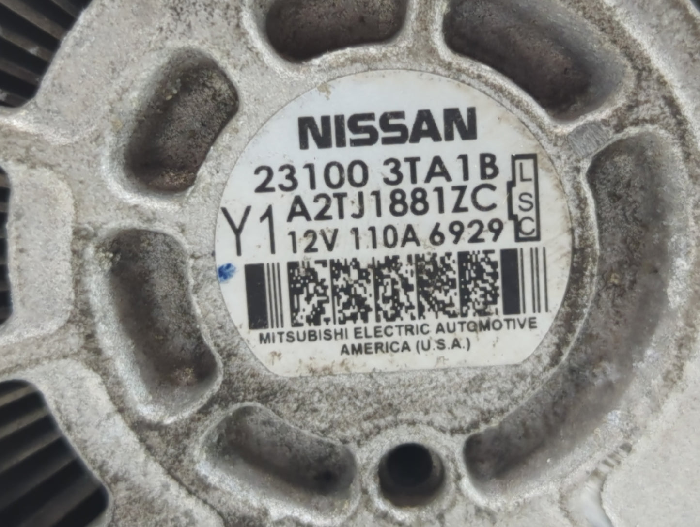2013-2017 Nissan Altima Alternator Replacement Generator Charging Assembly Engine OEM P/N:23100 3TA1B Fits OEM Used Auto Par