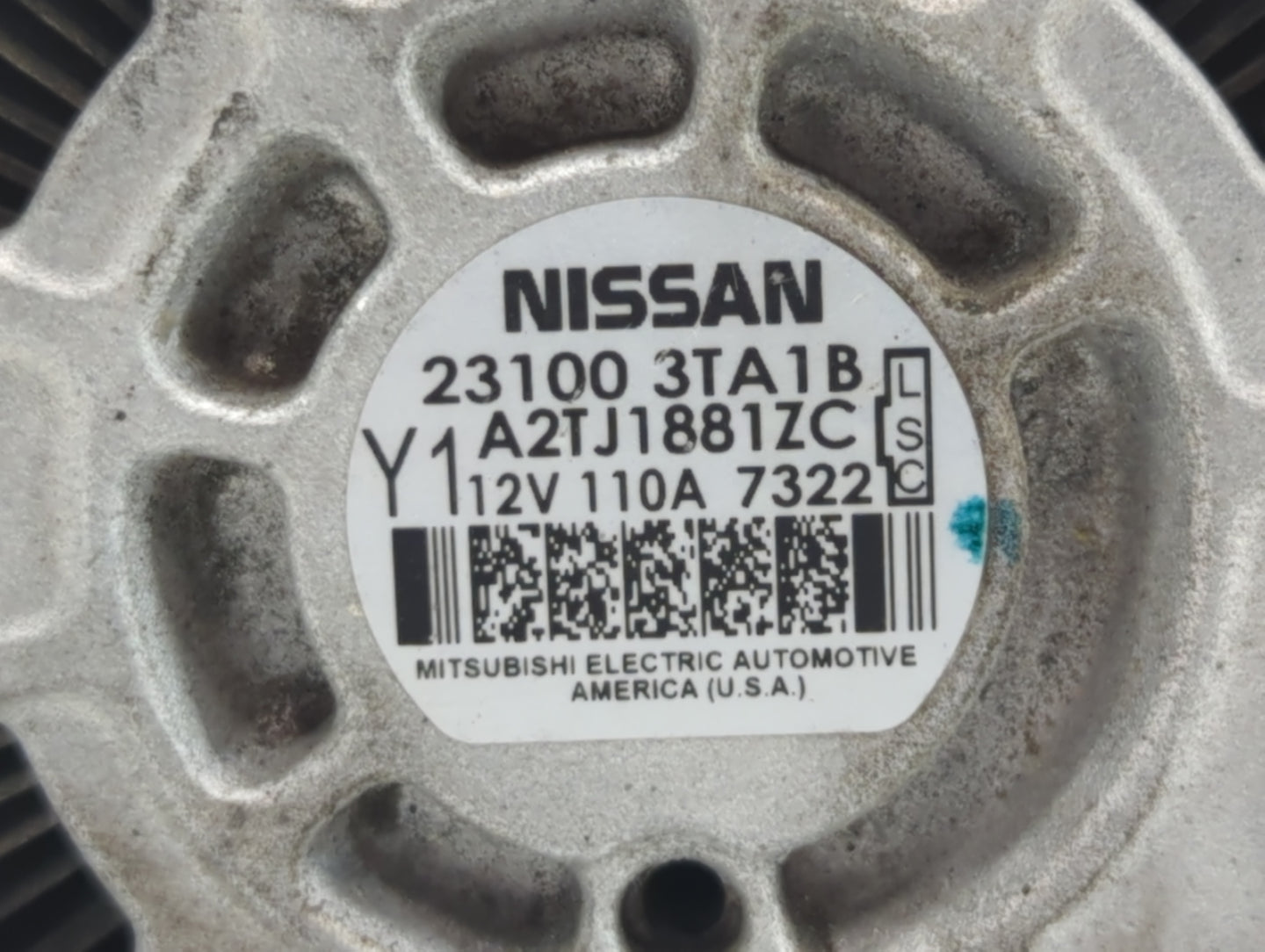 2013-2017 Nissan Altima Alternator Replacement Generator Charging Assembly Engine OEM P/N:23100 3TA1B Fits OEM Used Auto Par